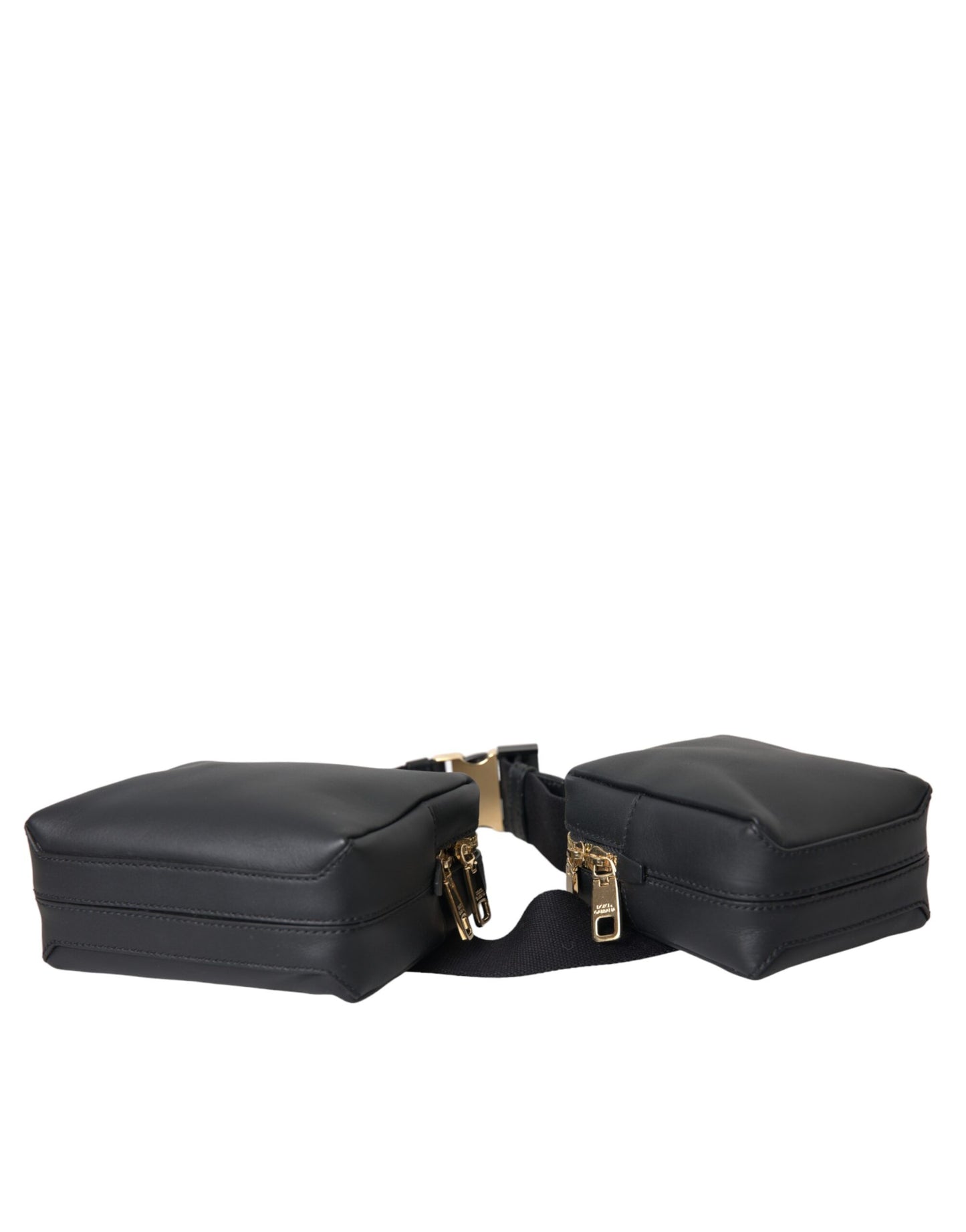 Dolce &amp; Gabbana Black calfskin belt bag with double belt and bum bag