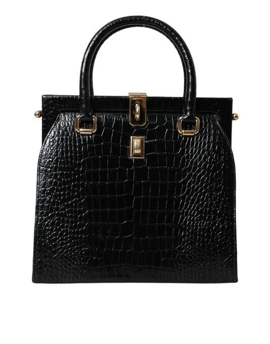 Dolce &amp; Gabbana Black Exotic Leather Top Handle Tote Women's Bag