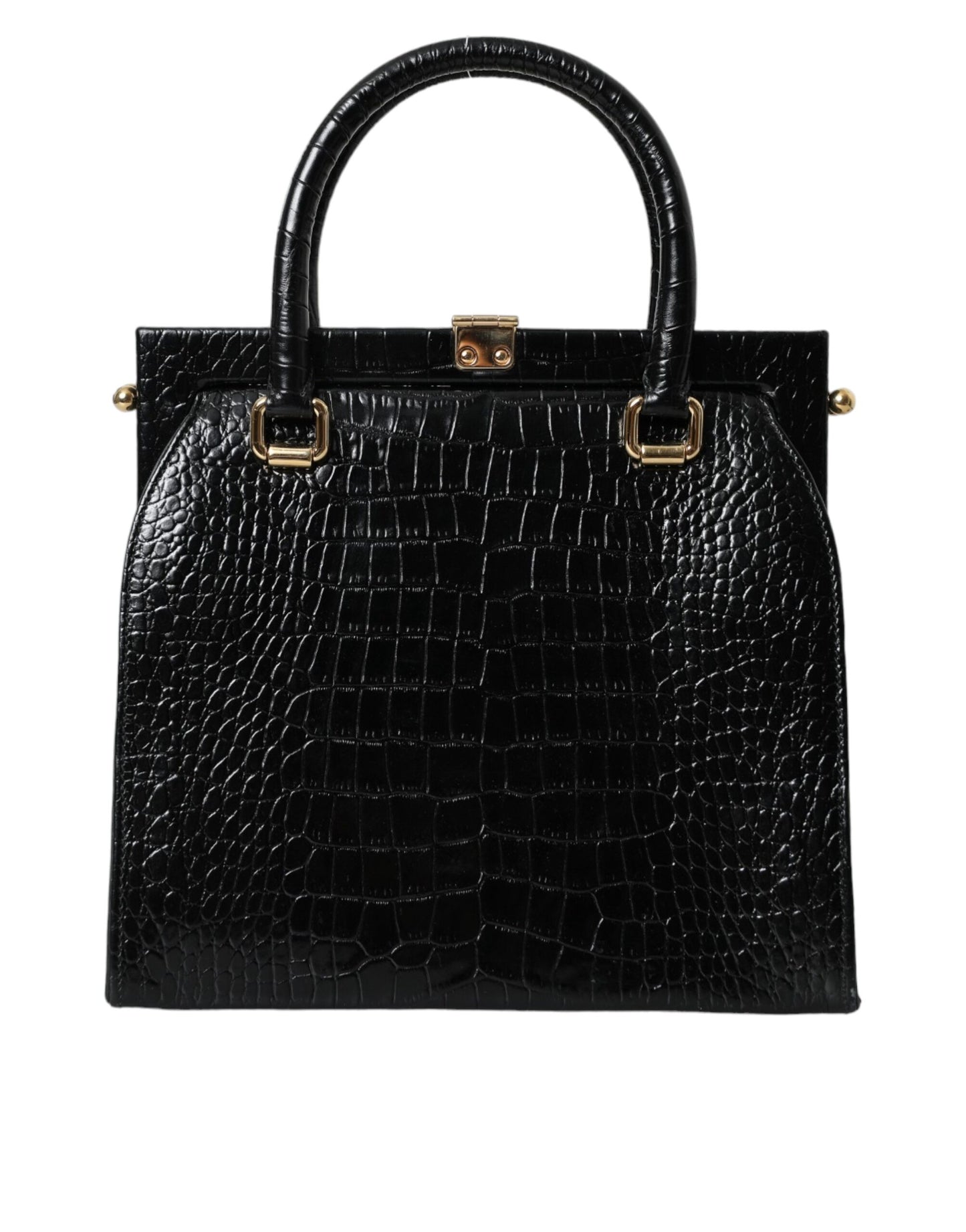 Dolce &amp; Gabbana Black Exotic Leather Top Handle Tote Women's Bag