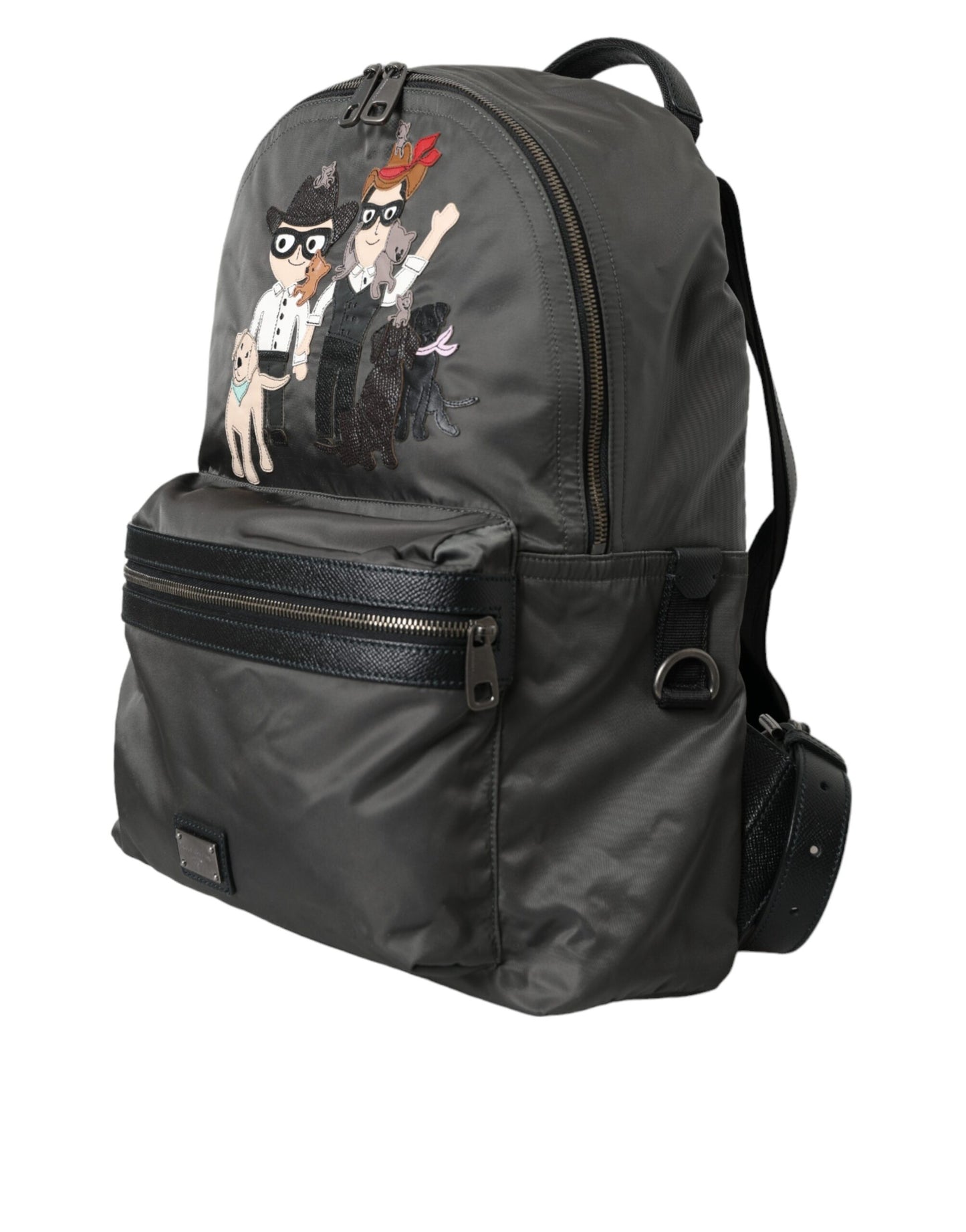 Dolce & Gabbana Dunkelgraues Nylon #DGFamily Patch Männer Rucksack Tasche