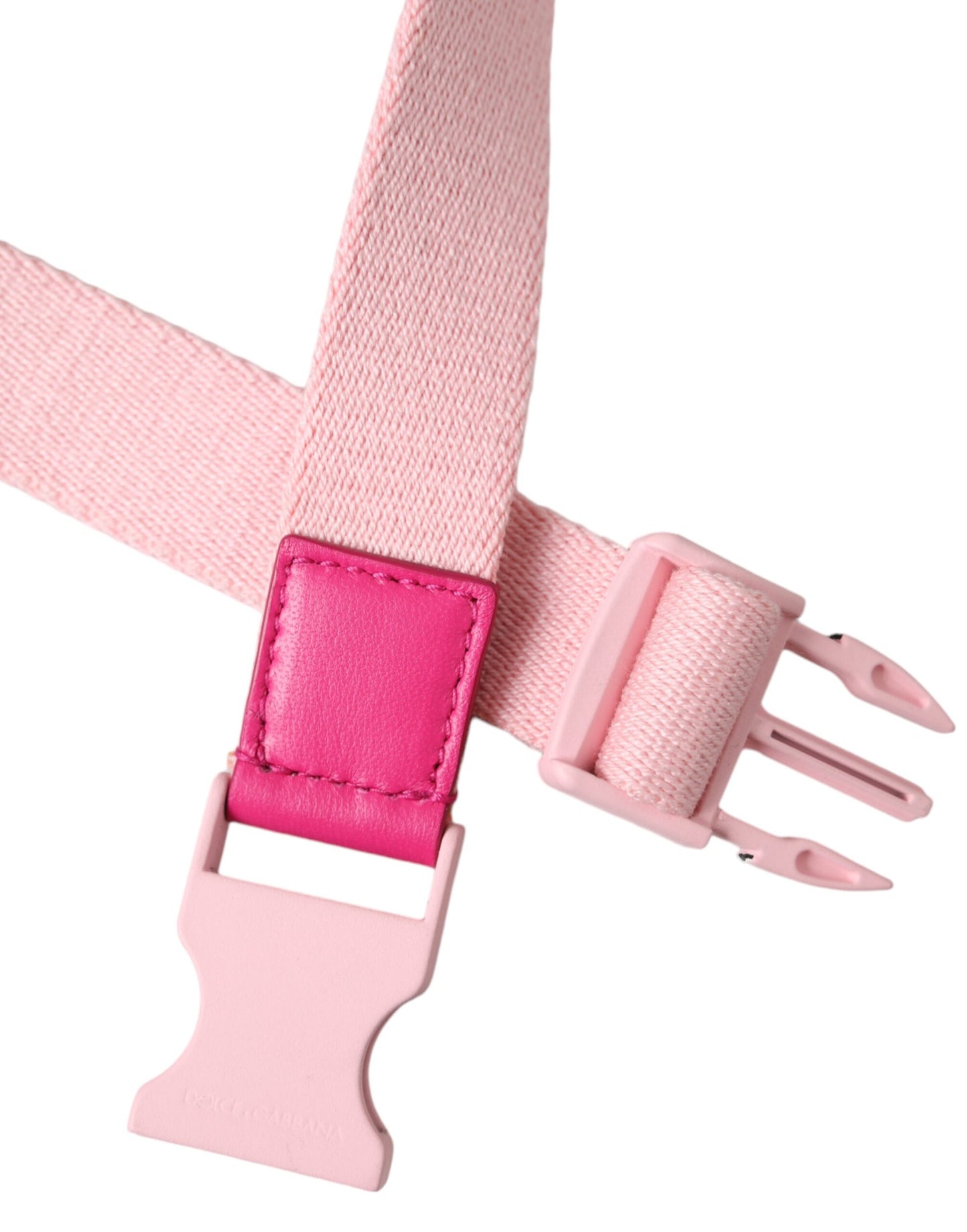 Dolce &amp; Gabbana Pink Canvas Stretch Plastic Buckle Women Belt