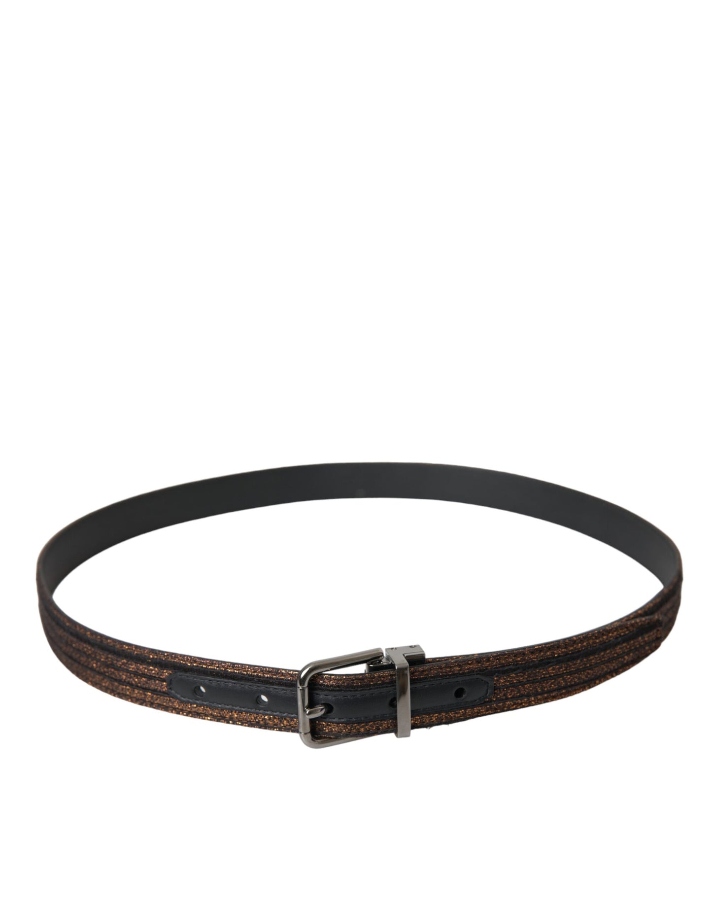 Dolce &amp; Gabbana Gold-tone jacquard stripe belt with silver metal buckle