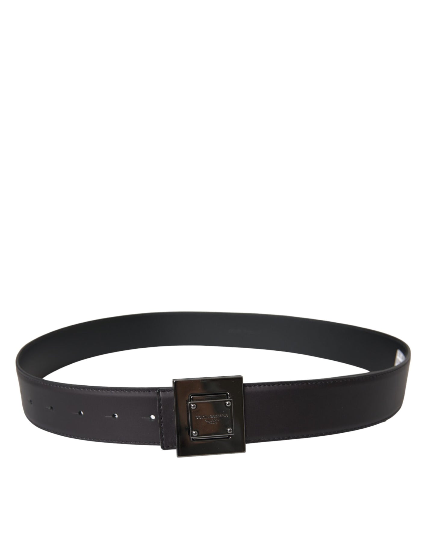 Dolce &amp; Gabbana Black calf leather belt with square metal buckle