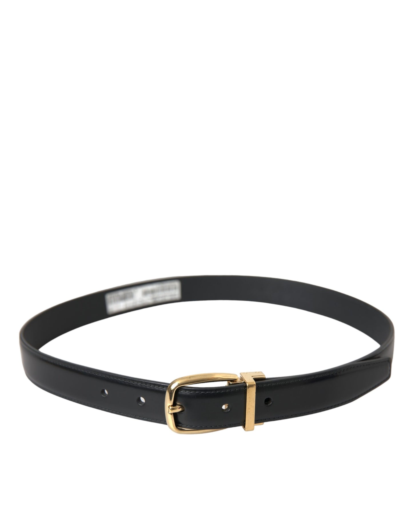 Dolce &amp; Gabbana belt in black calf leather with gold metal buckle