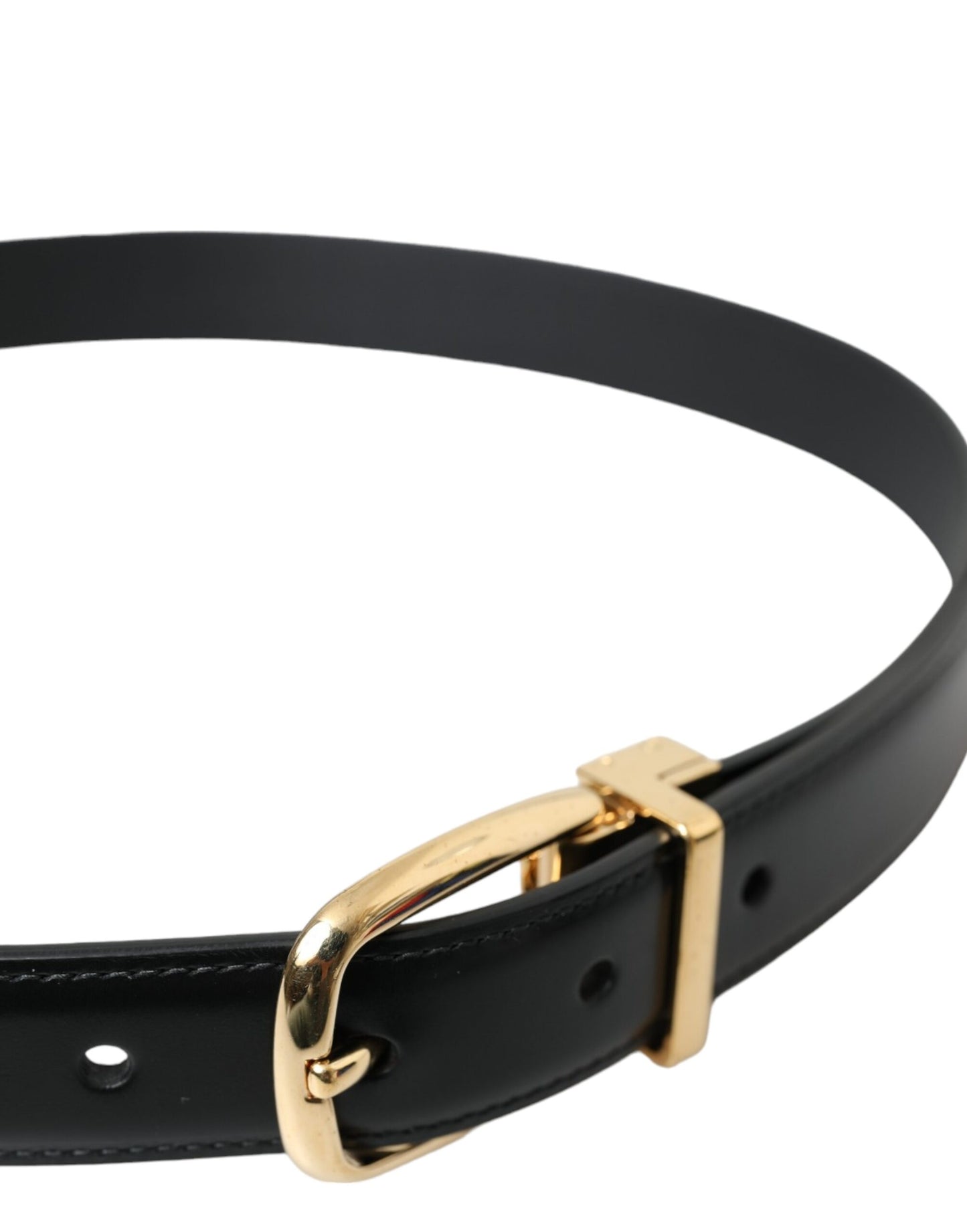 Dolce &amp; Gabbana belt in black calf leather with gold metal buckle