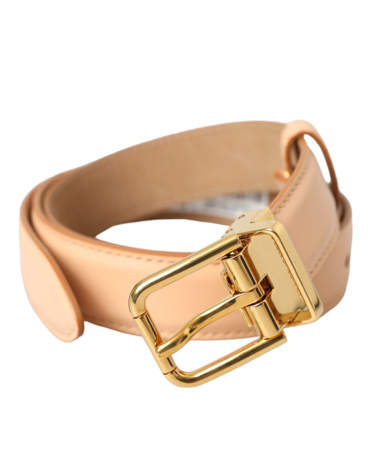 Dolce &amp; Gabbana belt in beige calf leather with gold metal buckle