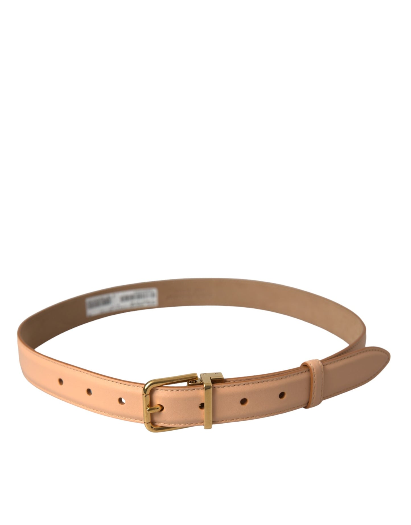 Dolce &amp; Gabbana belt in beige calf leather with gold metal buckle