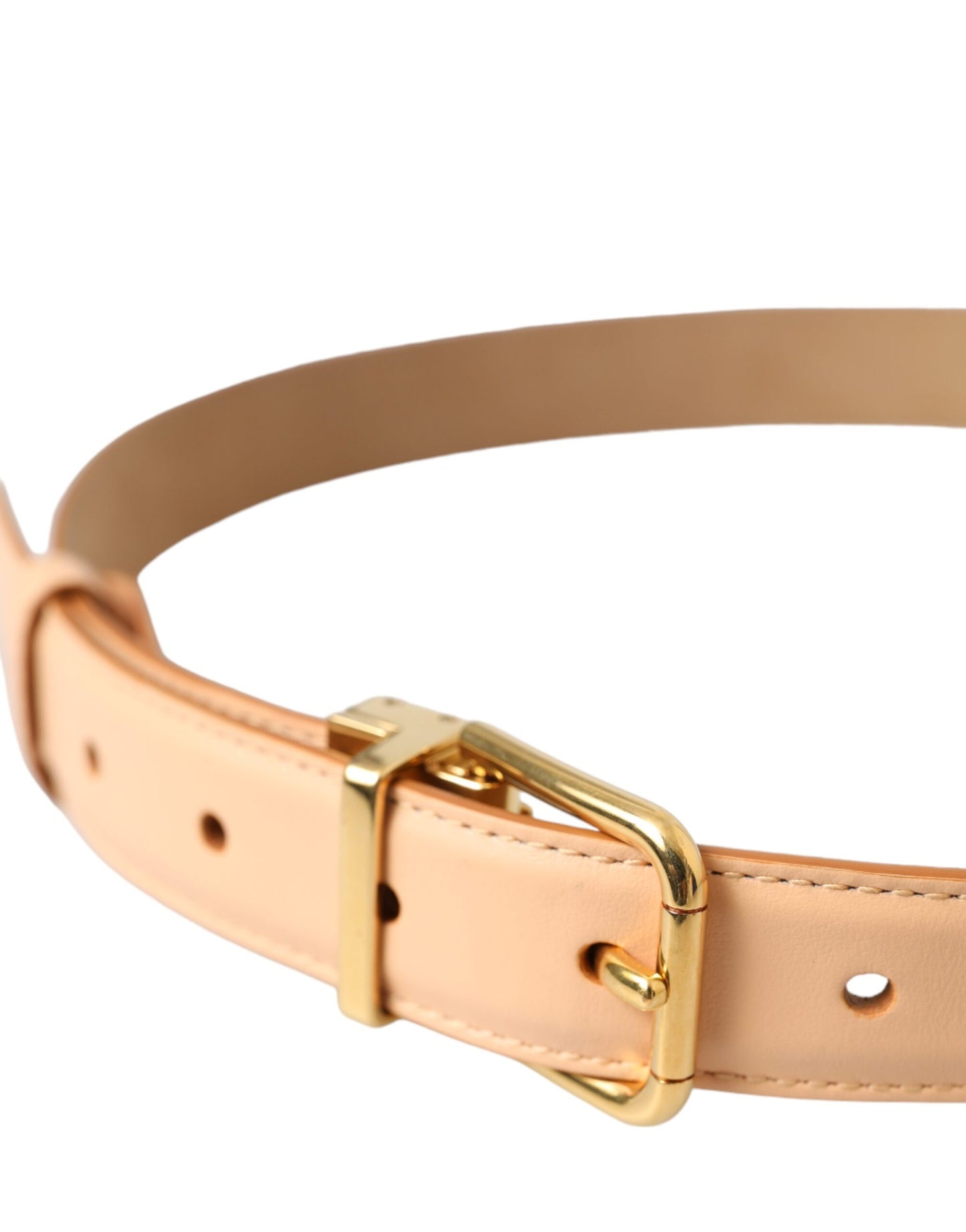 Dolce &amp; Gabbana belt in beige calf leather with gold metal buckle