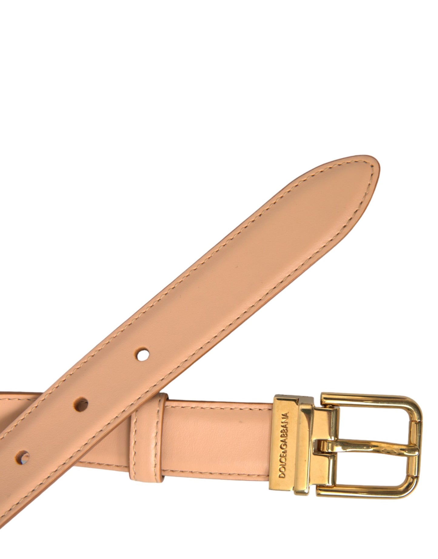 Dolce &amp; Gabbana belt in beige calf leather with gold metal buckle