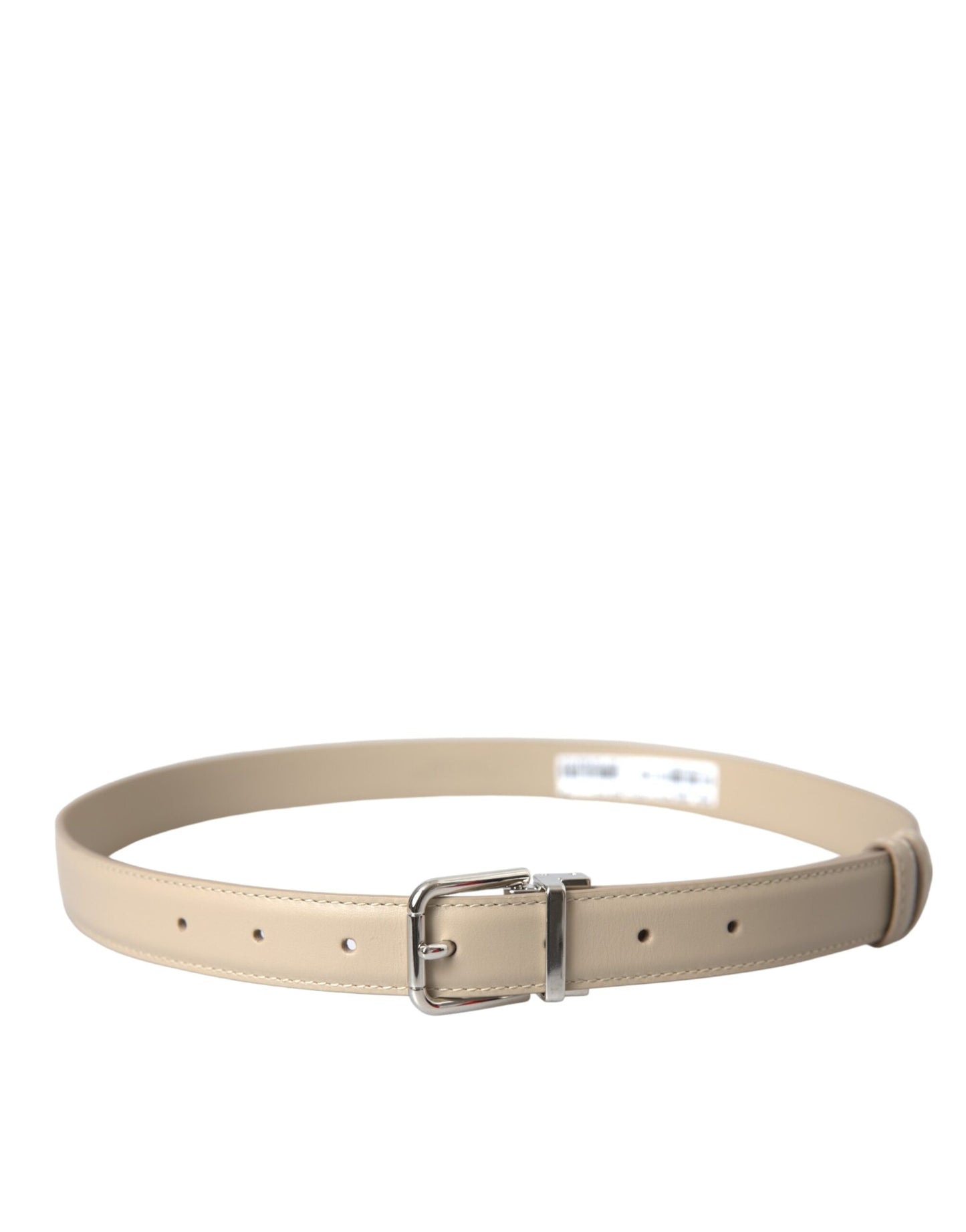 Dolce &amp; Gabbana belt in beige calf leather with silver metal buckle