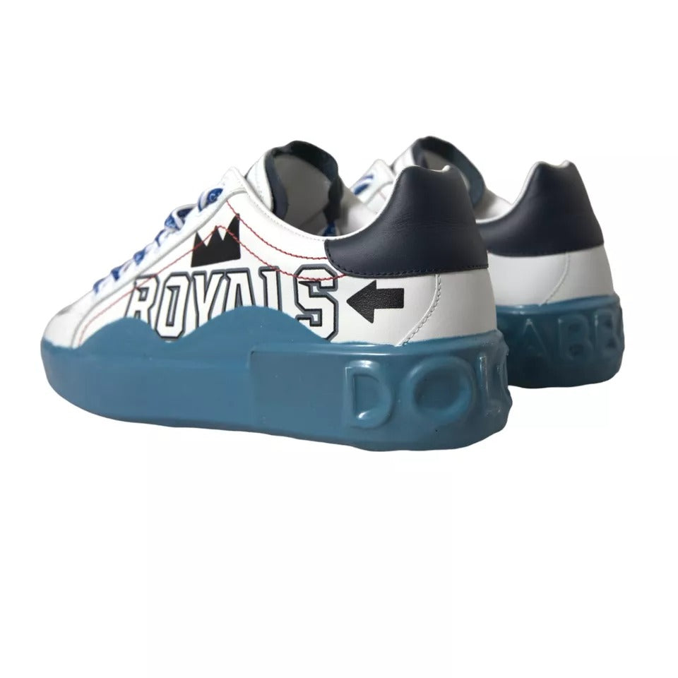 Dolce &amp; Gabbana Blue White Printed Portofino Melt Sneakers Shoes