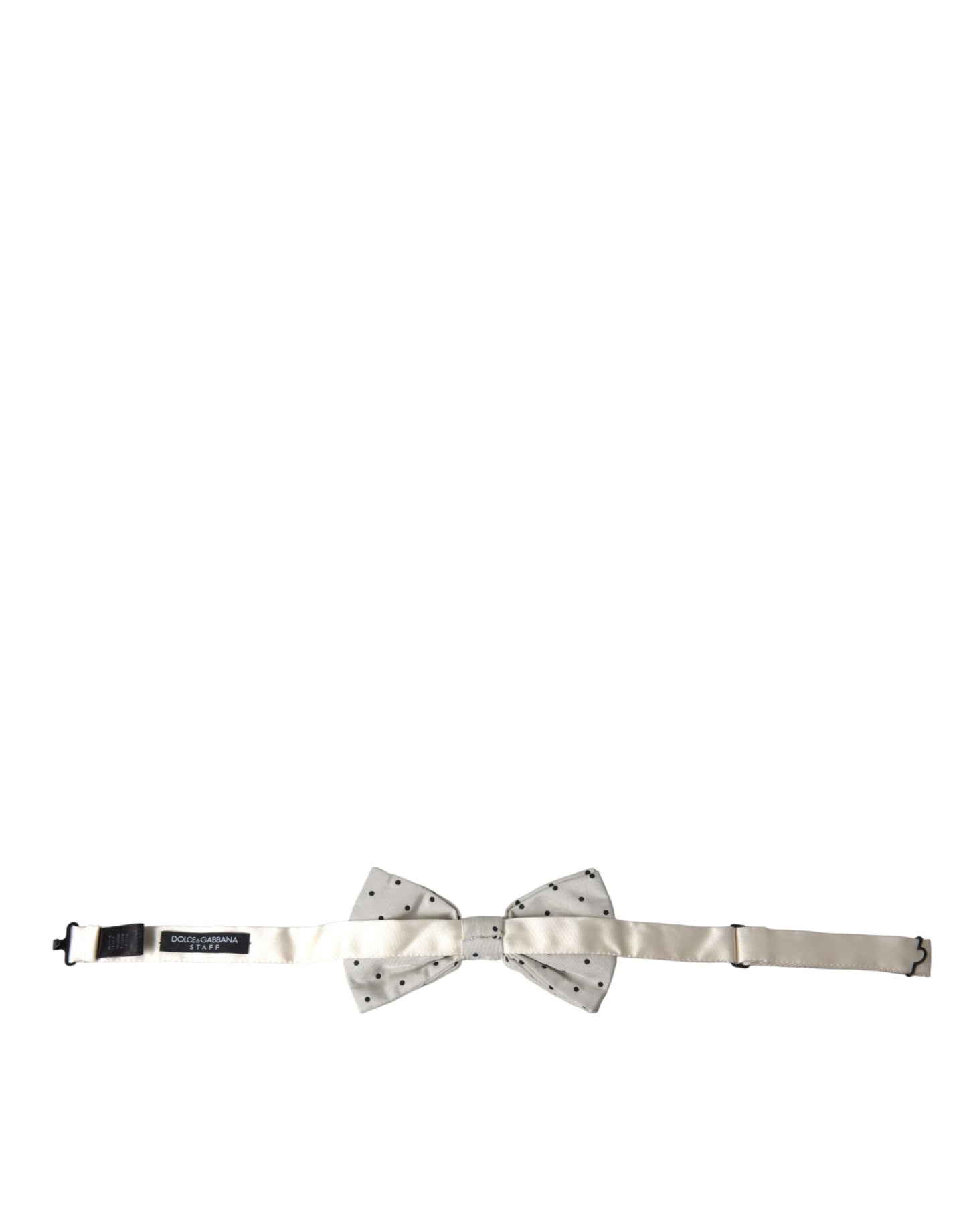 Dolce &amp; Gabbana White Black Polka Dot Polyester Bow Tie Men