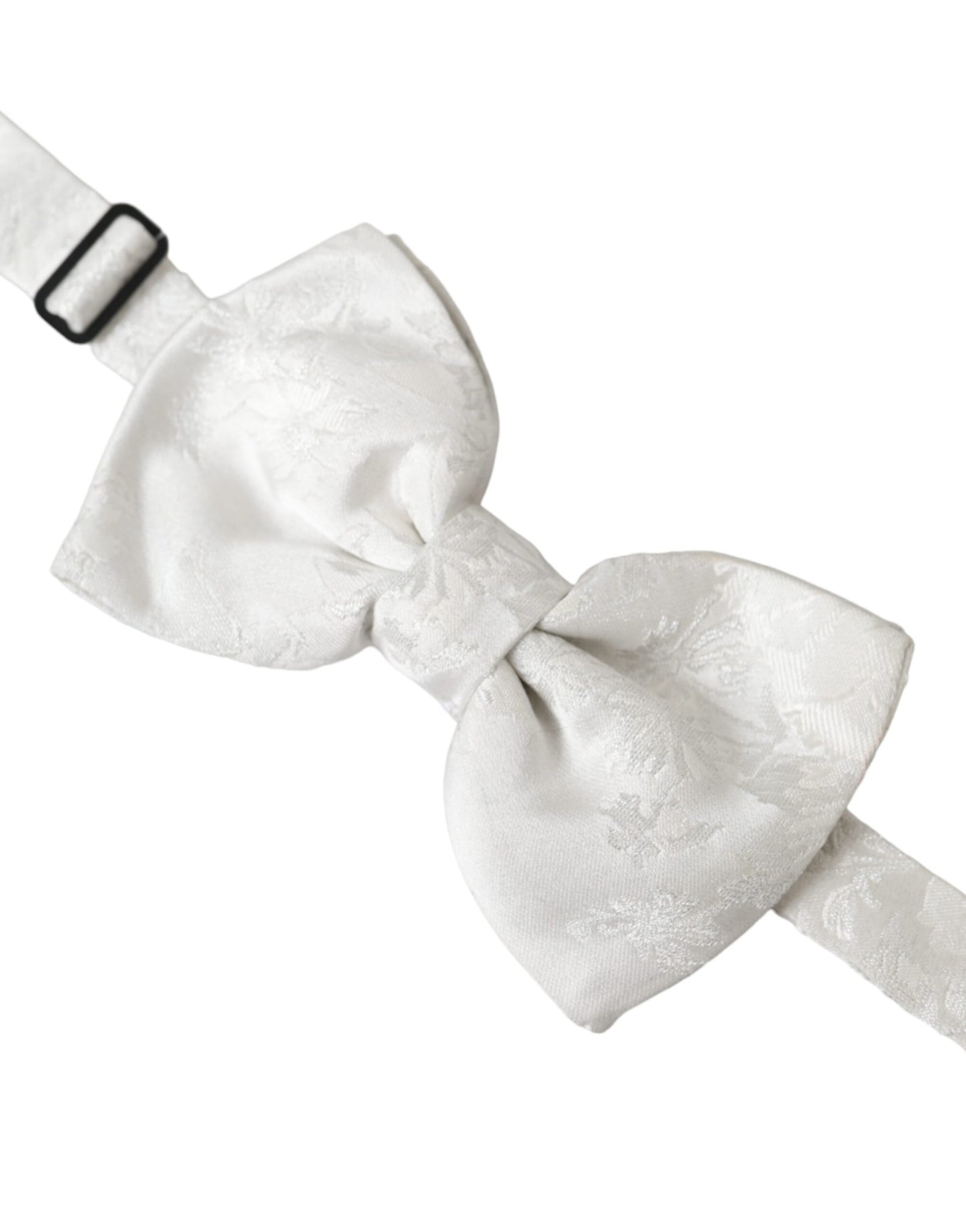 Dolce &amp; Gabbana White Floral Silk Bow Tie for Men with Adjustable Neck