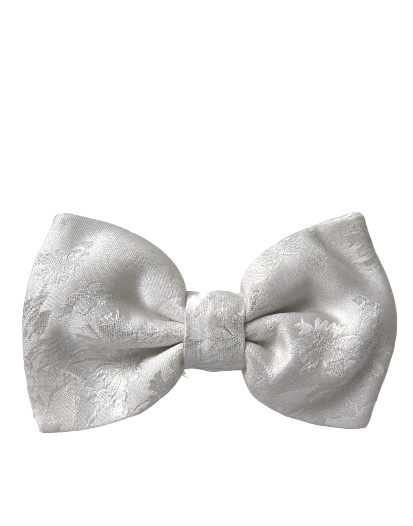 Dolce &amp; Gabbana White Floral Silk Bow Tie for Men with Adjustable Neck