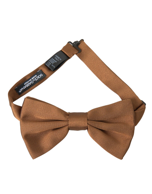 Dolce &amp; Gabbana Brown Silk Adjustable Neck Men Bow Tie