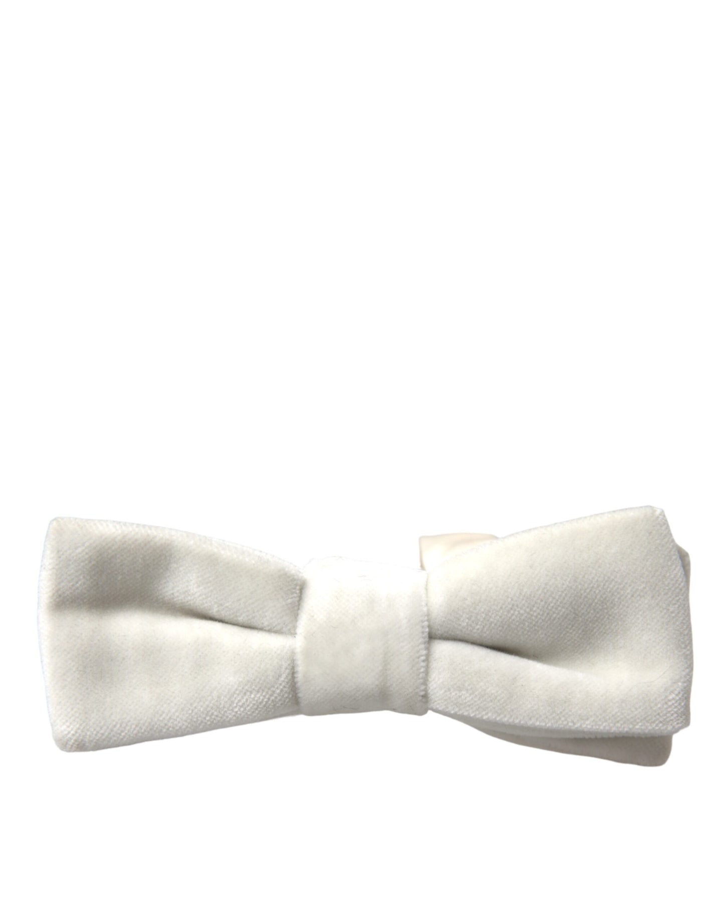 Dolce &amp; Gabbana White Suede Cotton Adjustable Neck Men Bow Tie