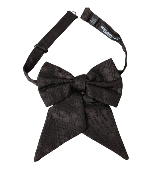 Dolce &amp; Gabbana Brown Ribbon Silk Adjustable Neck Men Bow Tie