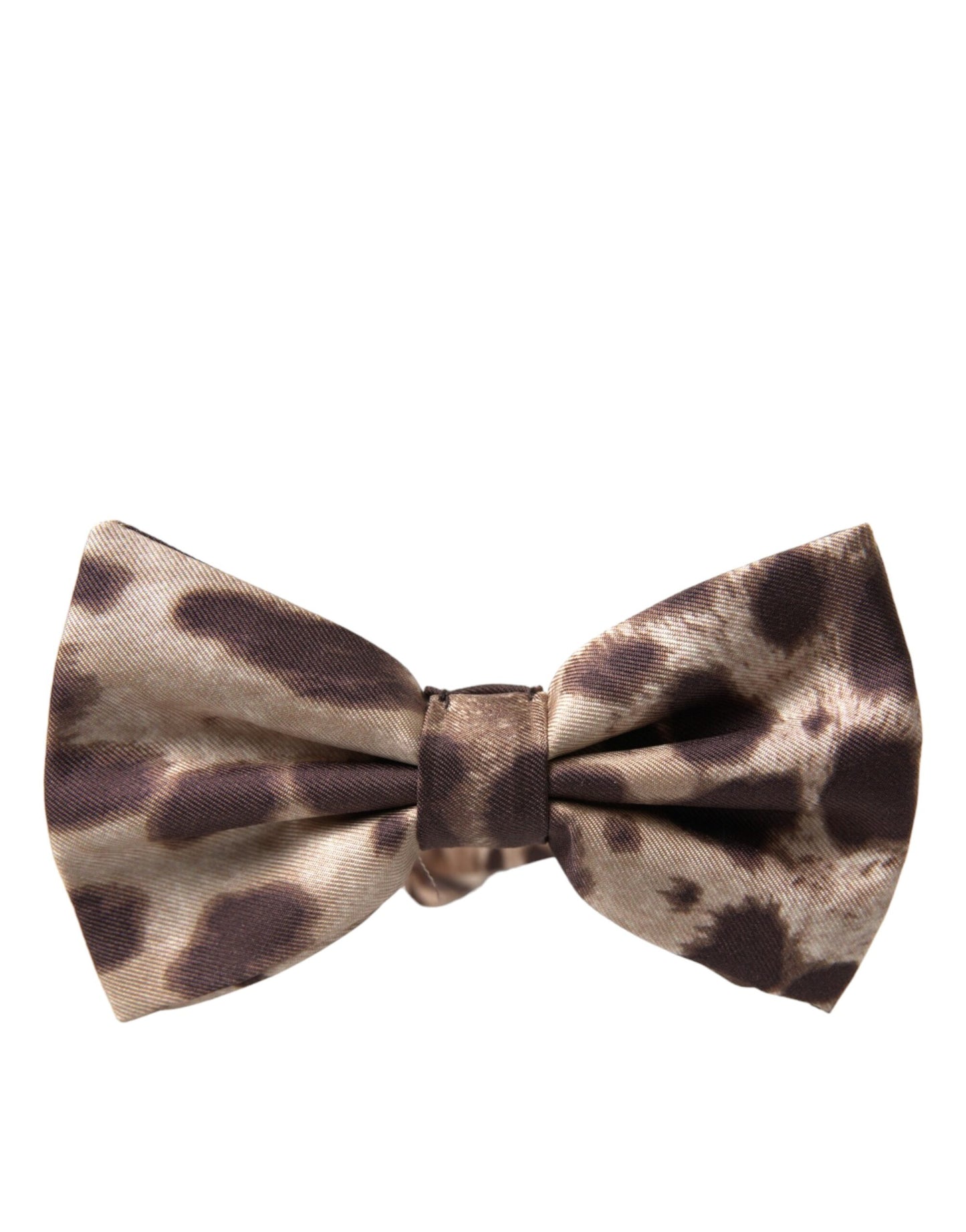 Dolce &amp; Gabbana Brown Leopard Silk Adjustable Neck Men Bow Tie