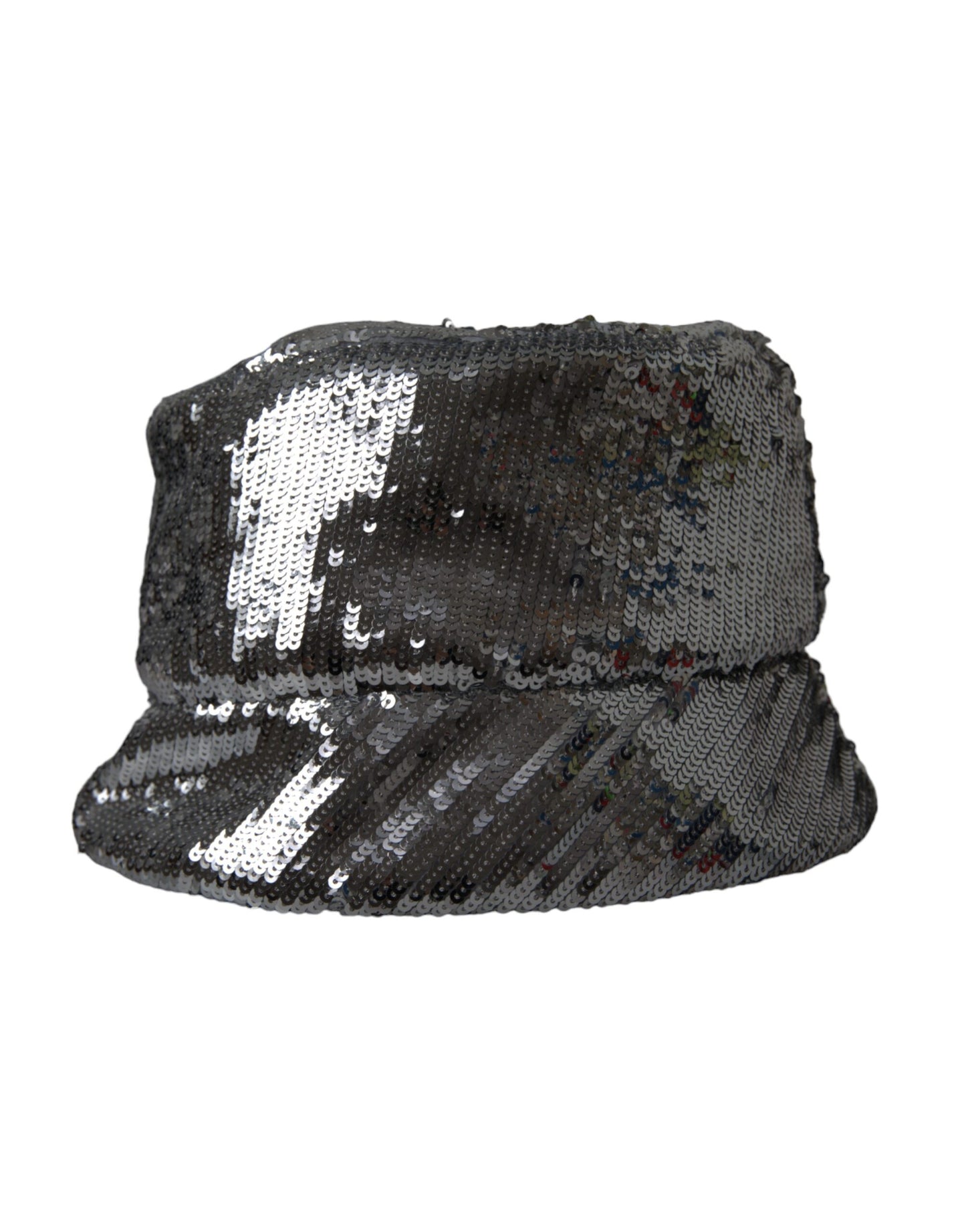 Dolce &amp; Gabbana Silver Sequin Nylon Bucket Hat Men