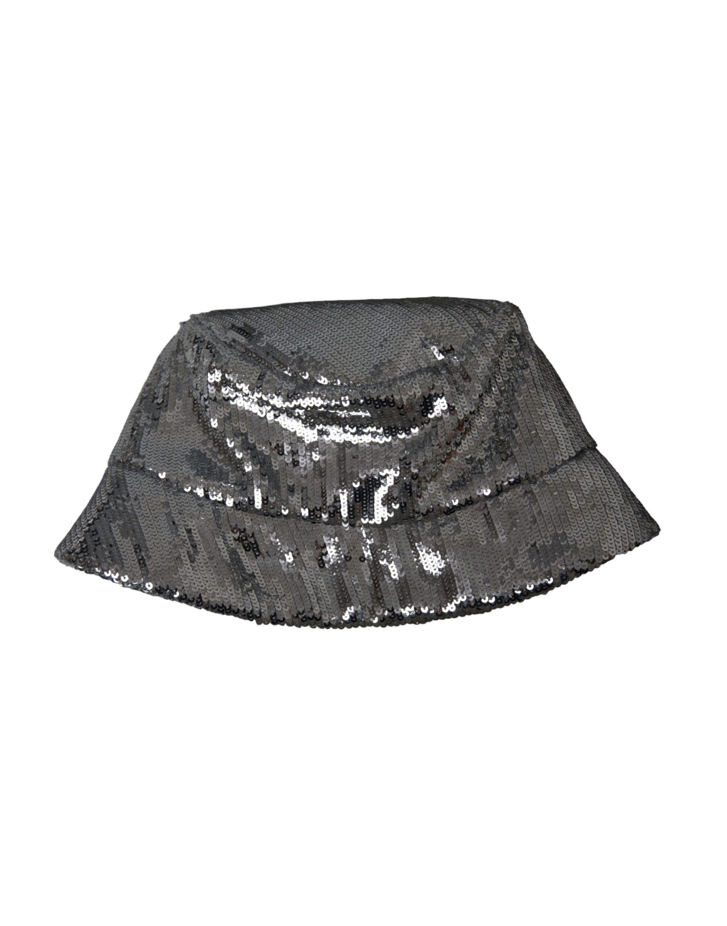 Dolce &amp; Gabbana Silver Sequin Nylon Bucket Hat Men