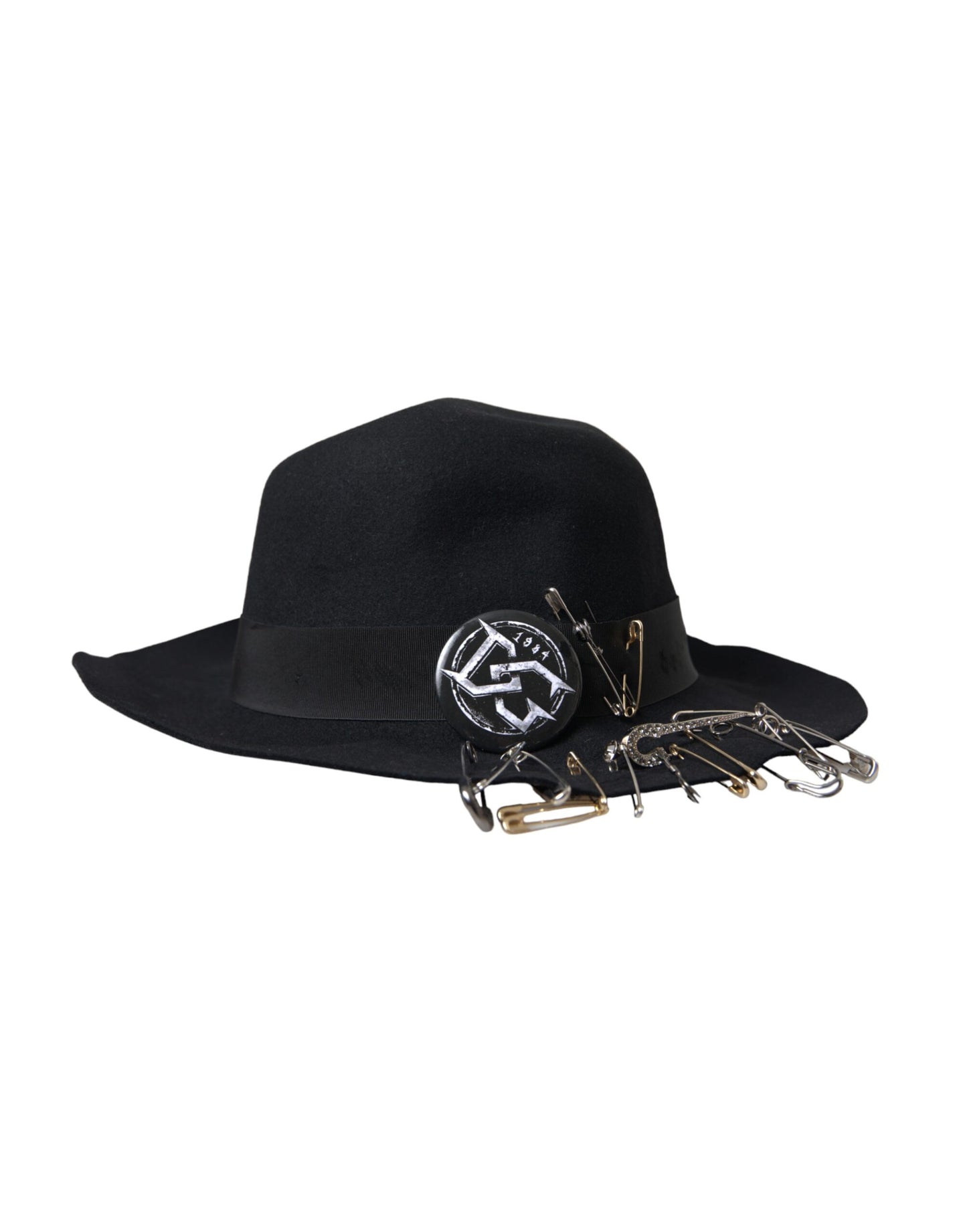 Dolce &amp; Gabbana Black Embellished Fedora Wide Brim Hat Men