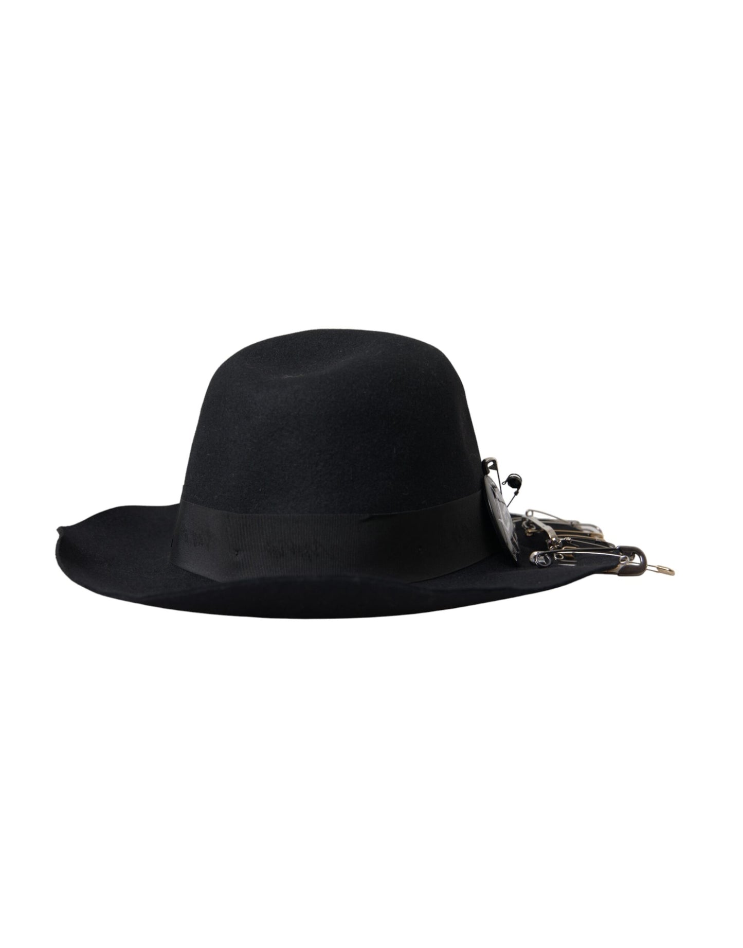 Dolce &amp; Gabbana Black Embellished Fedora Wide Brim Hat Men