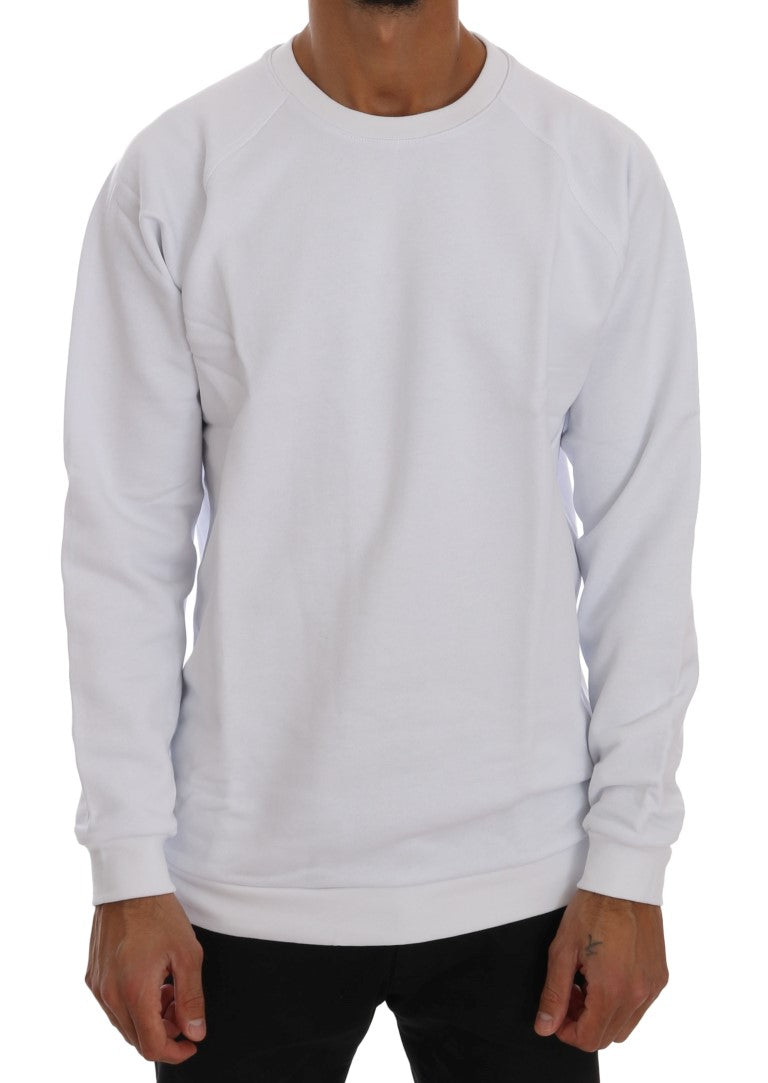 Daniele Alessandrini Elegant white cotton sweater with round neck