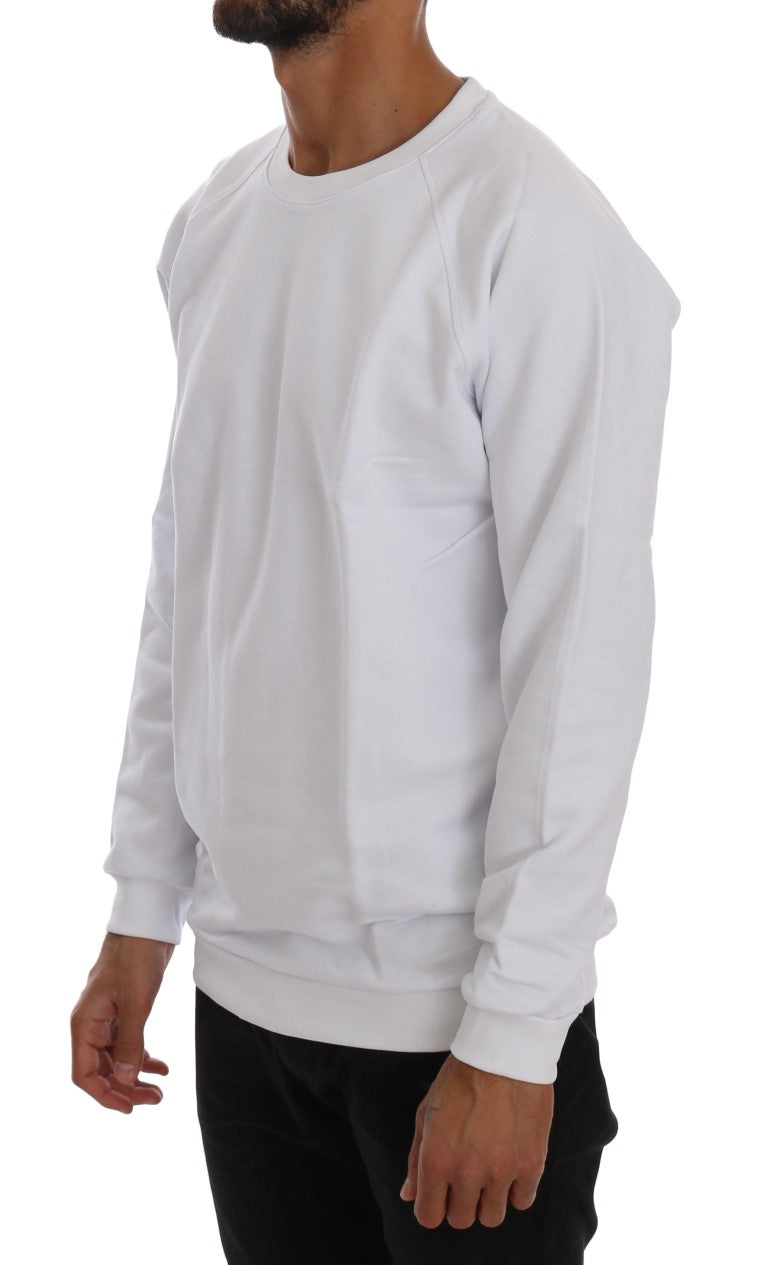 Daniele Alessandrini Elegant white cotton sweater with round neck