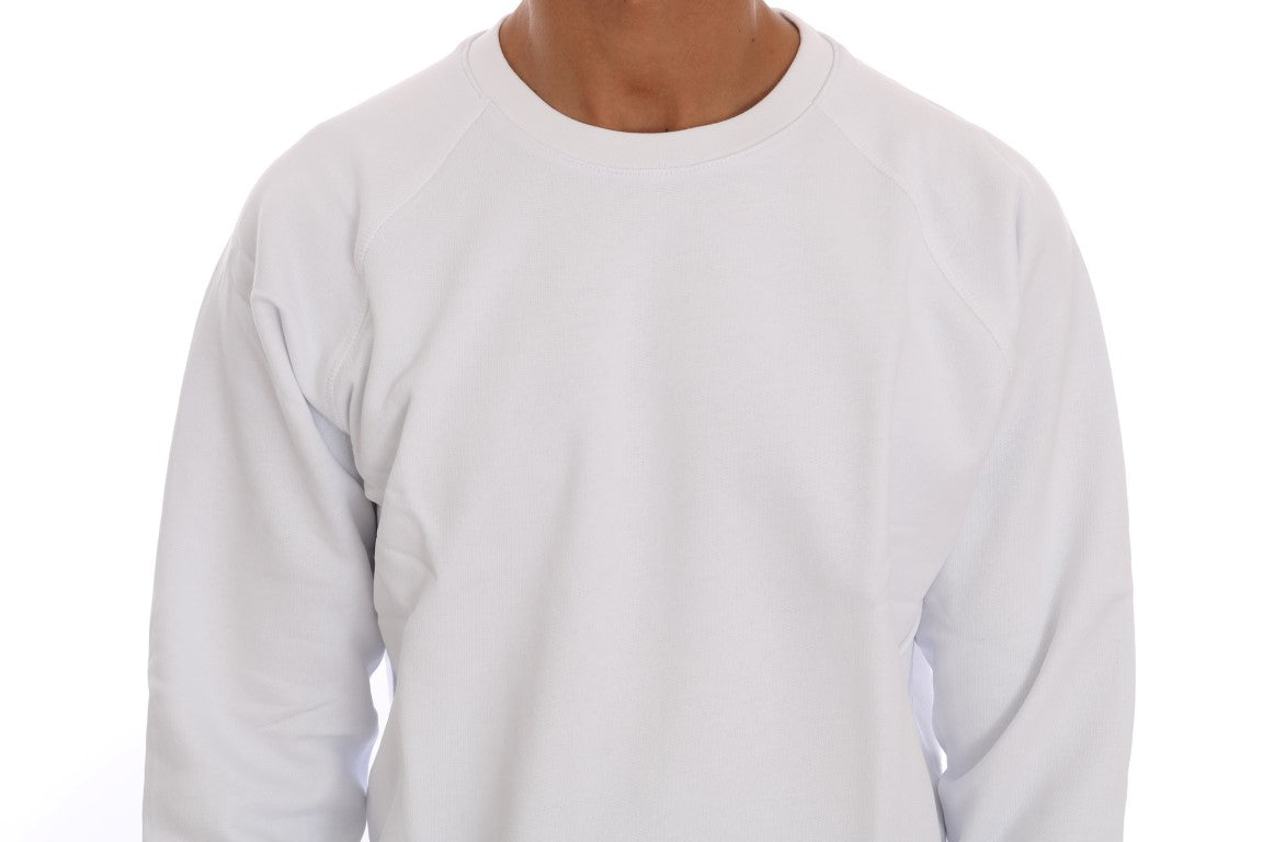 Daniele Alessandrini Elegant white cotton sweater with round neck