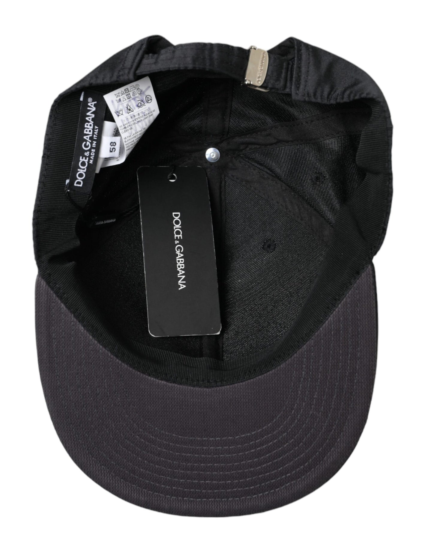 Dolce &amp; Gabbana Black Silk Cotton Logo Baseball Cap Men