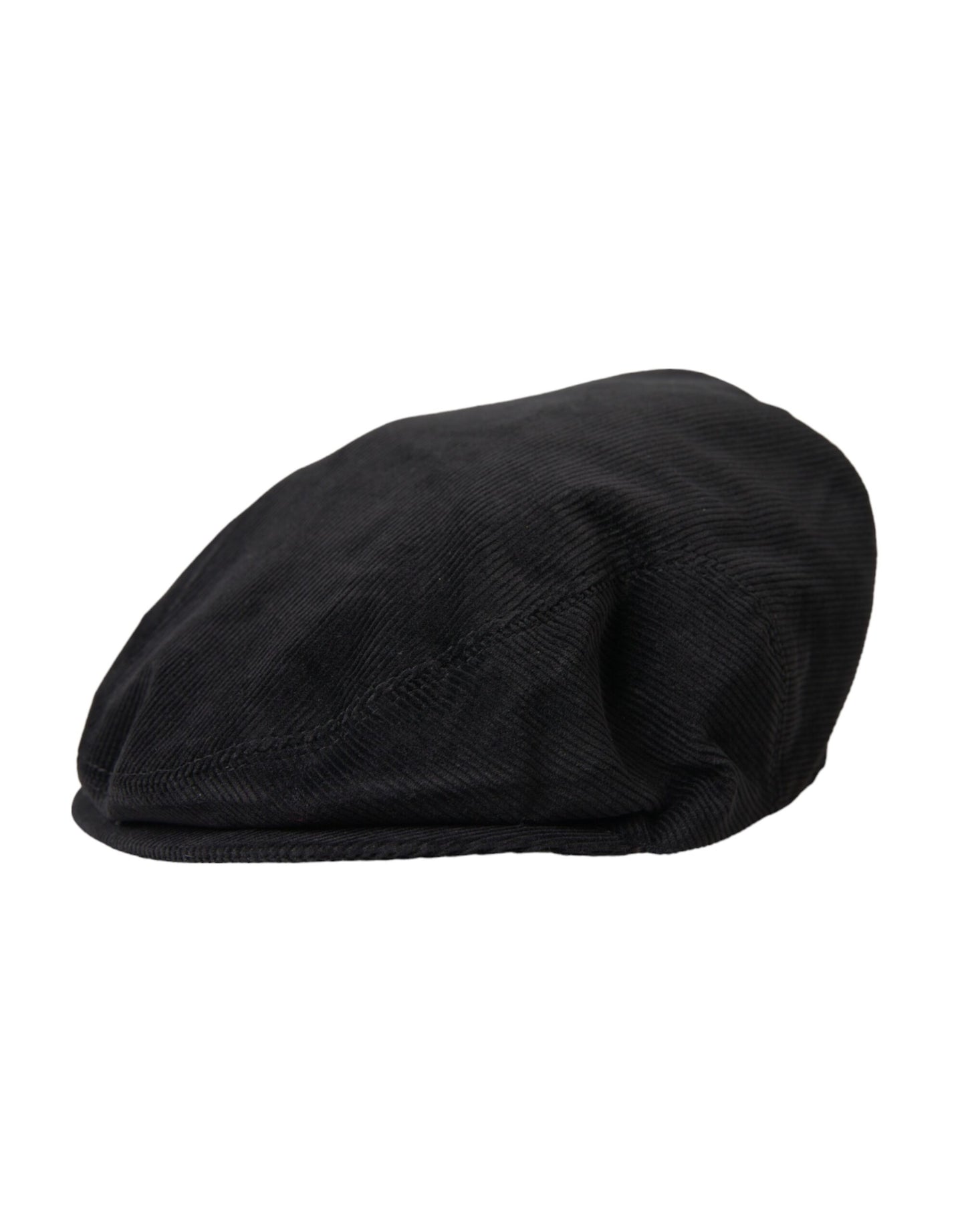 Dolce &amp; Gabbana Black Corduroy Crown Newsboy Hat Men