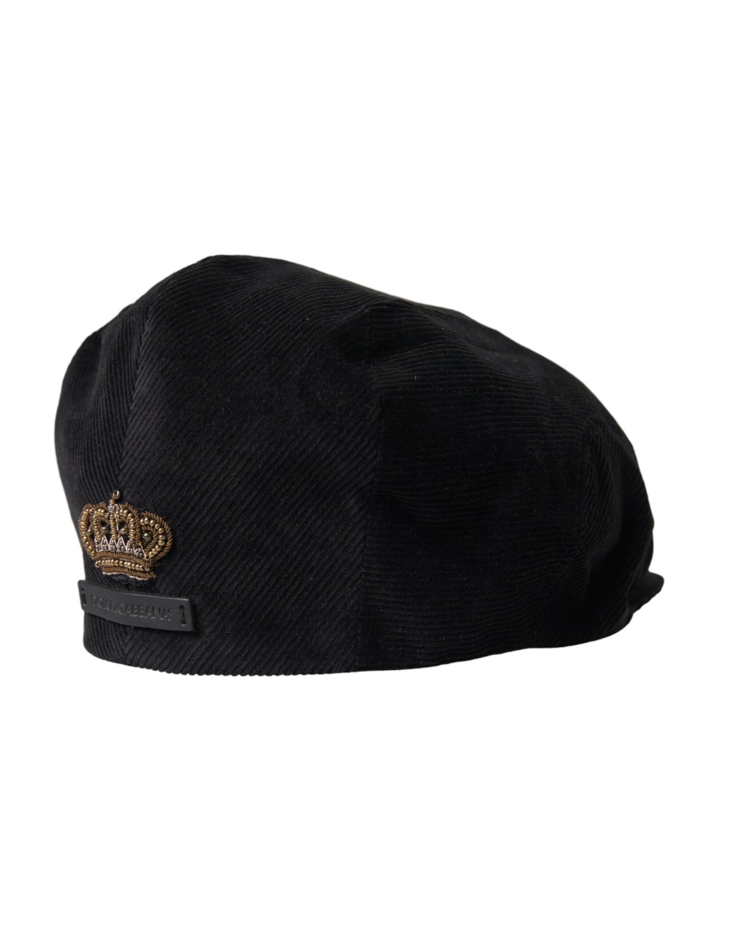 Dolce &amp; Gabbana Black Corduroy Crown Newsboy Hat Men