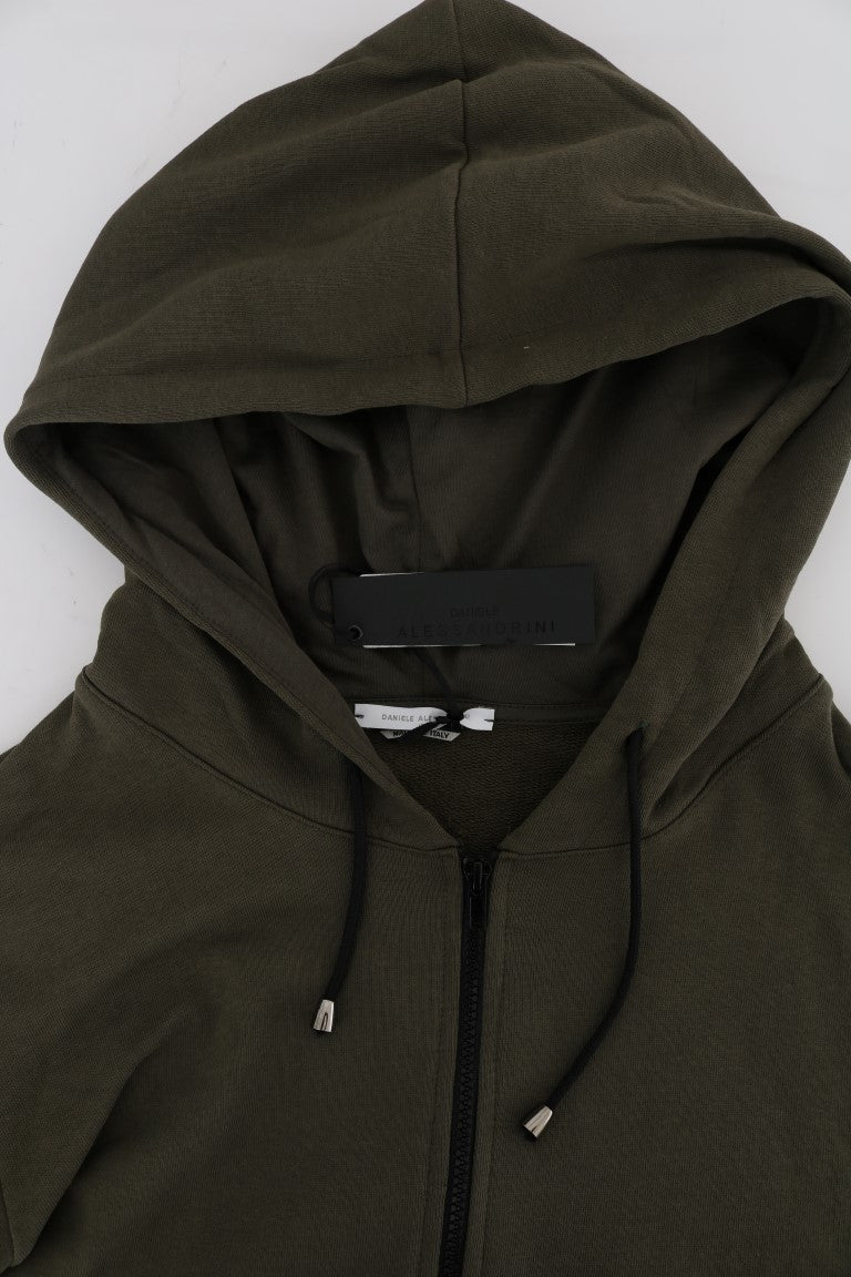 Daniele Alessandrini Elegant green zip-up hoodie