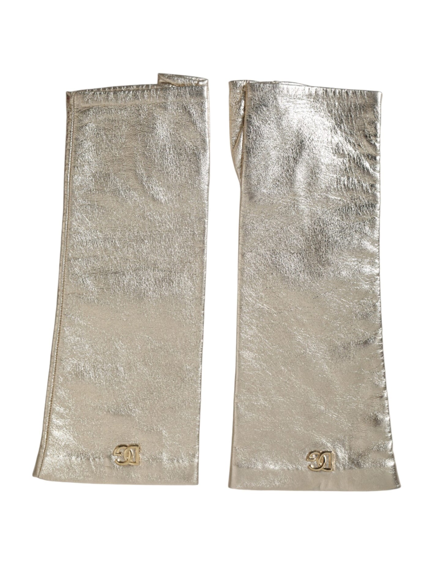 Dolce &amp; Gabbana Silver Laminated Logo Fingerless Gloves