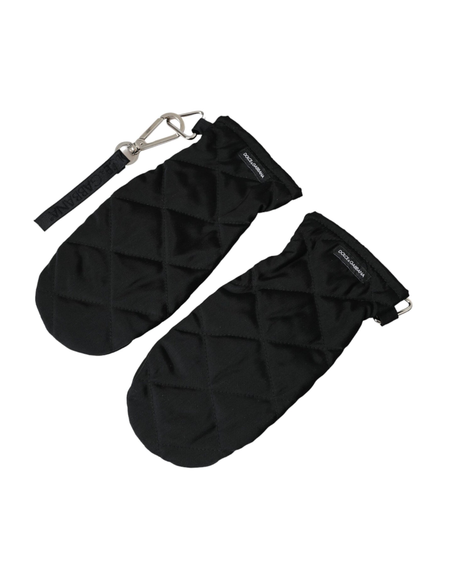 Dolce &amp; Gabbana Black Quilted Nylon Wrist Length Gloves