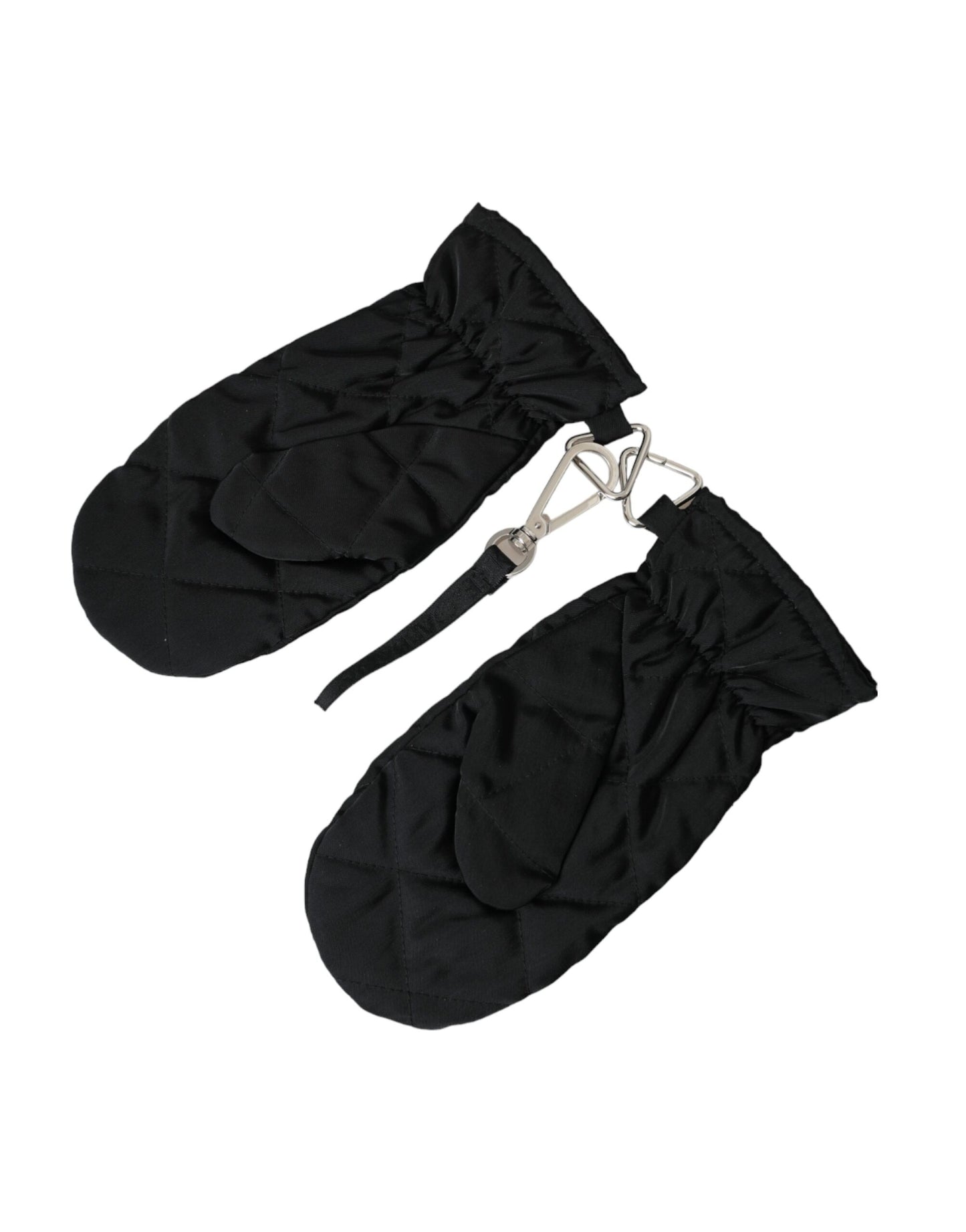 Dolce &amp; Gabbana Black Quilted Nylon Wrist Length Gloves