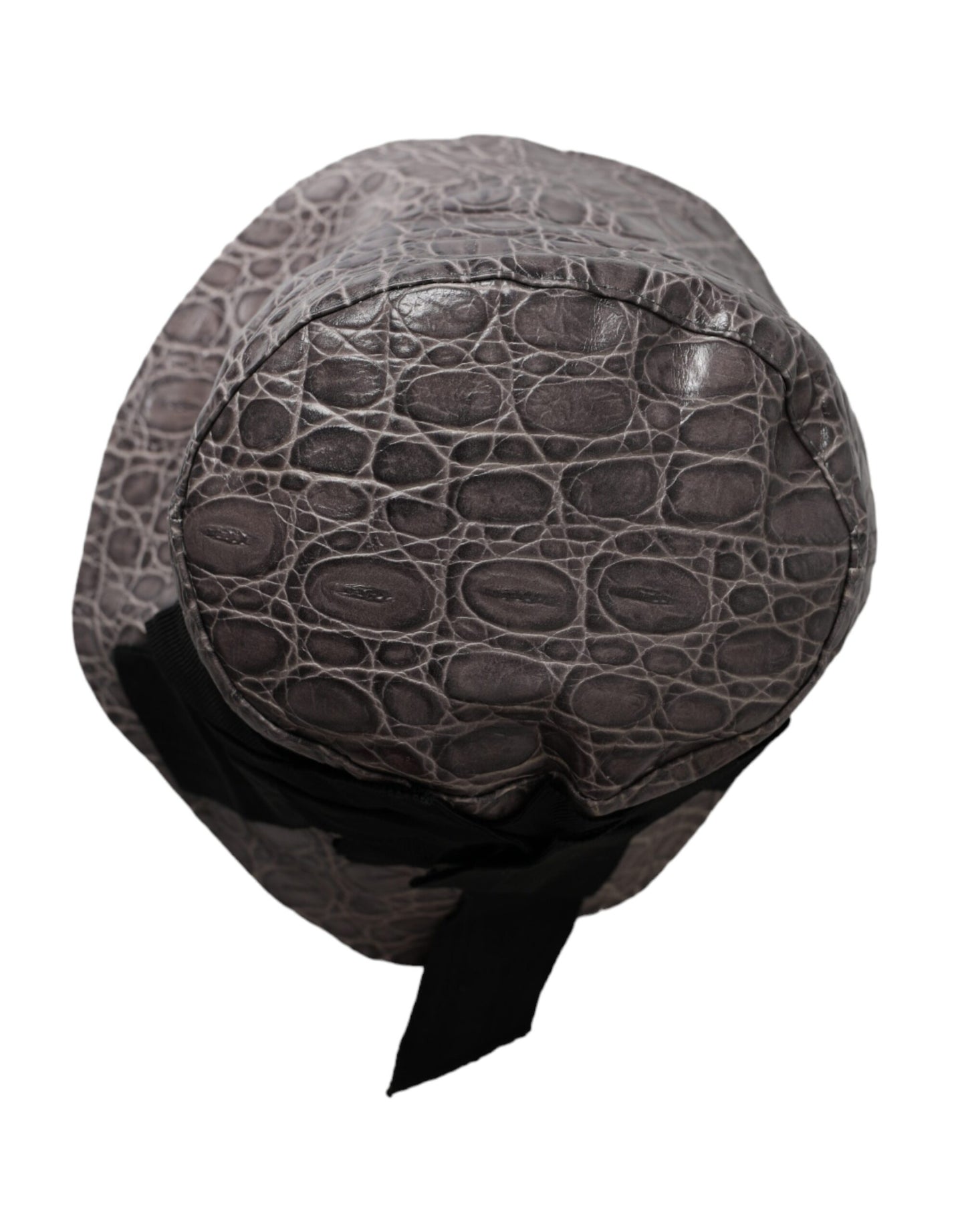 Dolce &amp; Gabbana Black-Gray Patterned Leather Bucket Hat