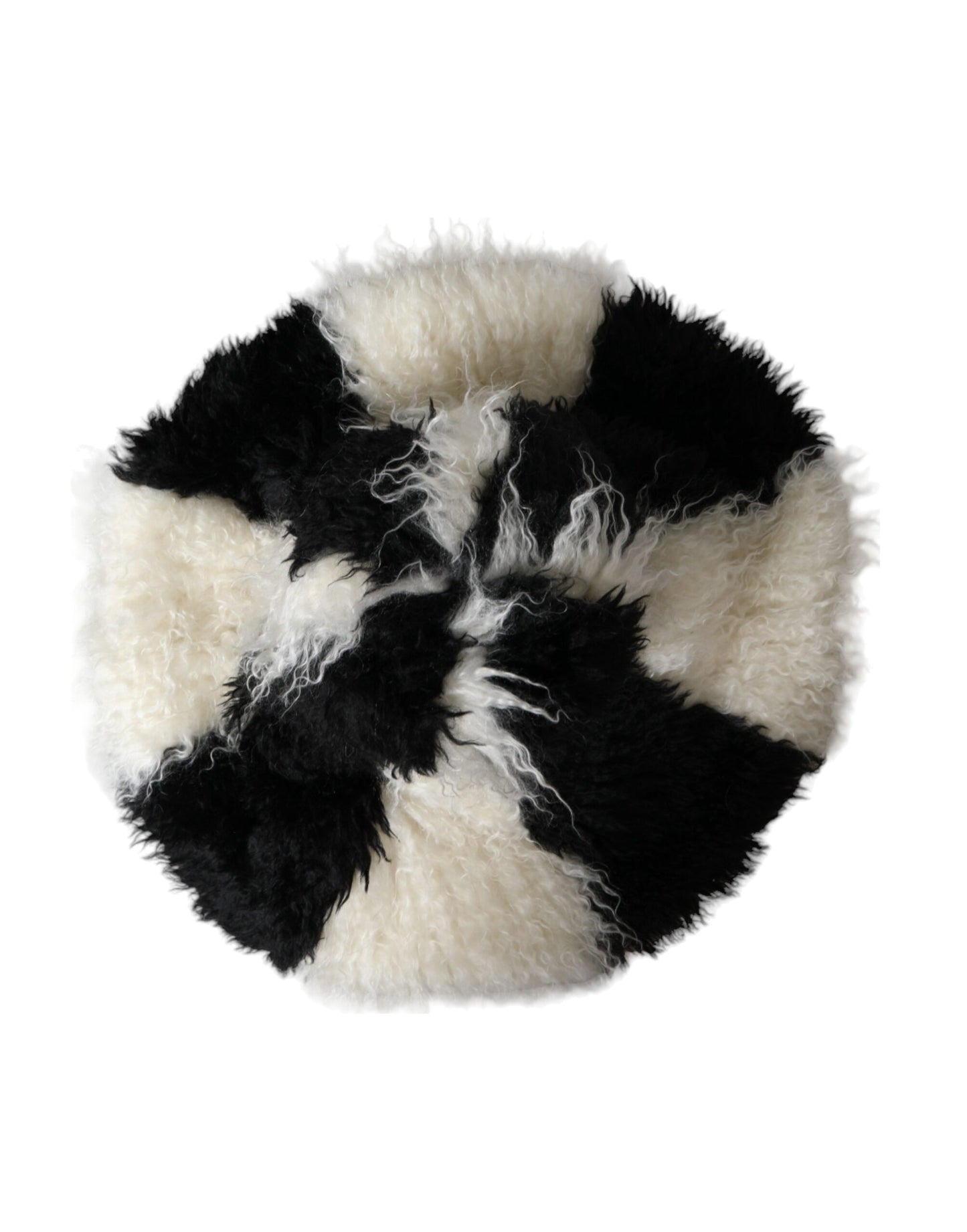 Dolce &amp; Gabbana Black and White Stripe Mohair Fur Bucket Hat