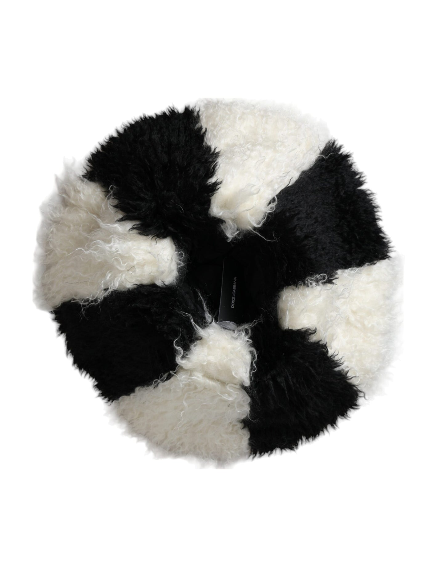 Dolce &amp; Gabbana Black and White Stripe Mohair Fur Bucket Hat