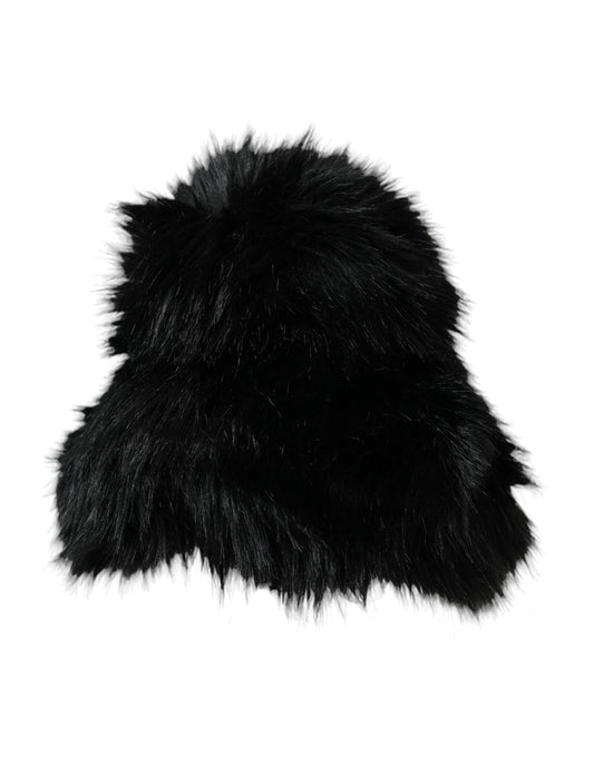 Dolce &amp; Gabbana Black Faux Fur Women's Bucket Hat