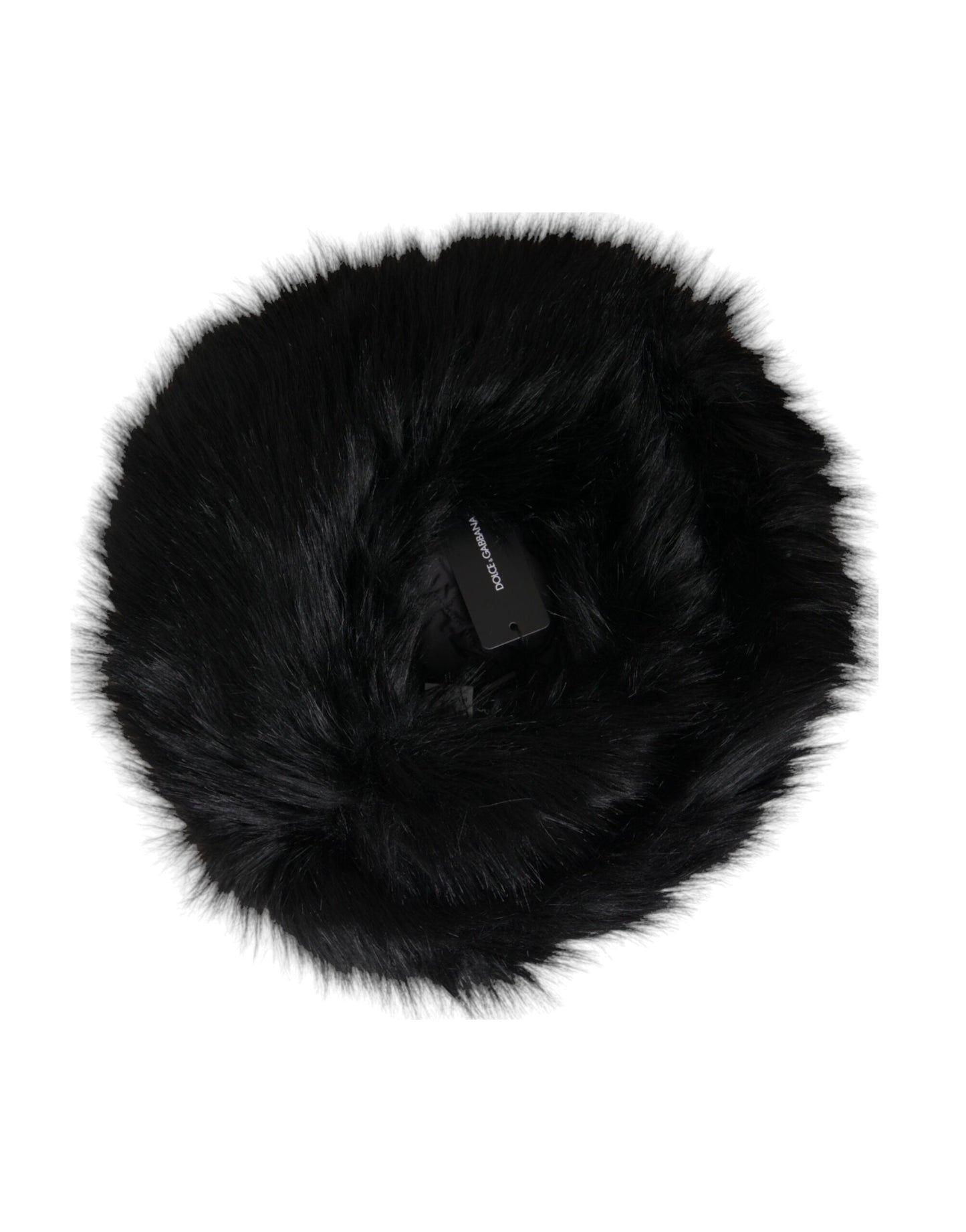 Dolce &amp; Gabbana Black Faux Fur Women's Bucket Hat