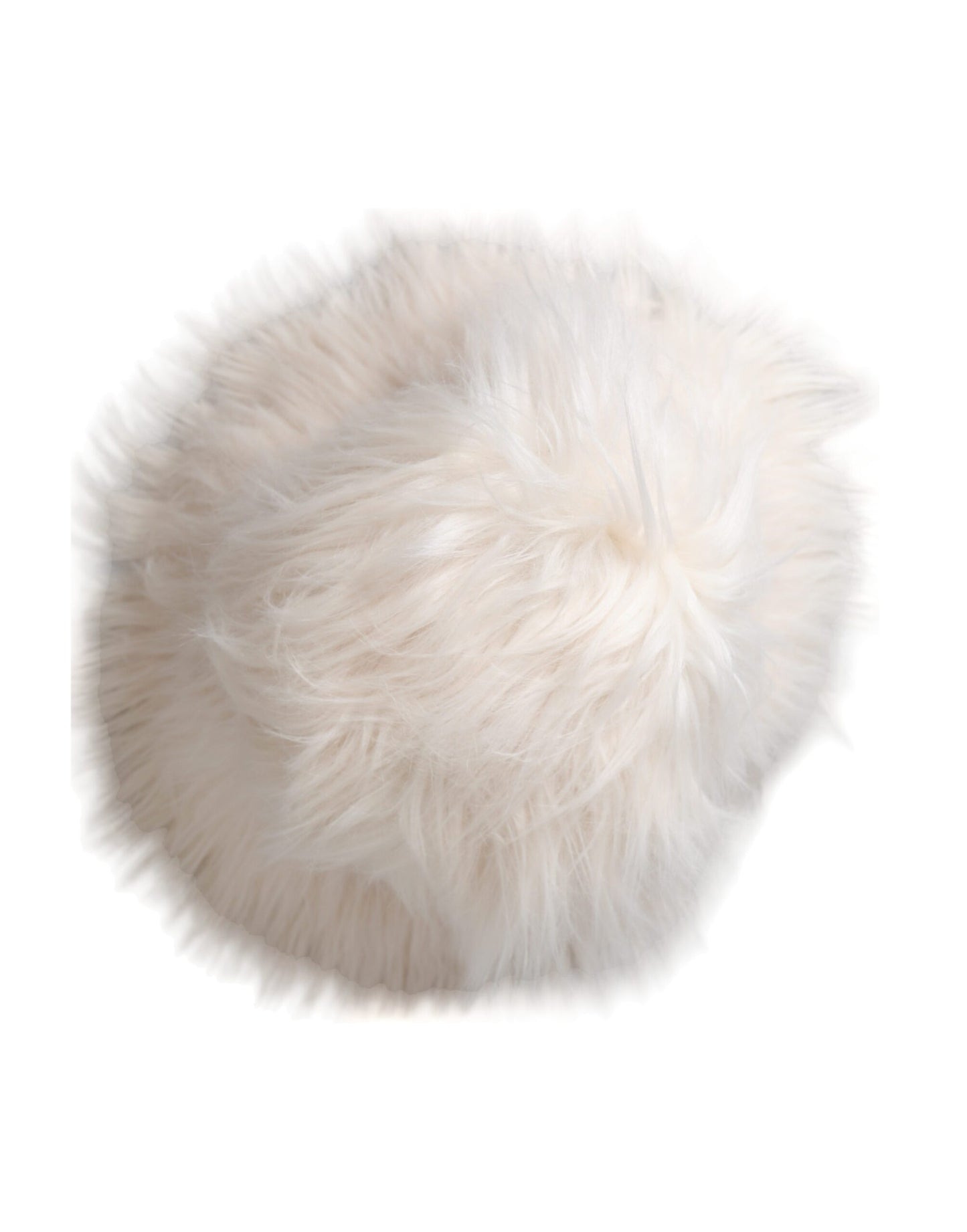 Dolce &amp; Gabbana White Acrylic Fur Women Bucket Hat