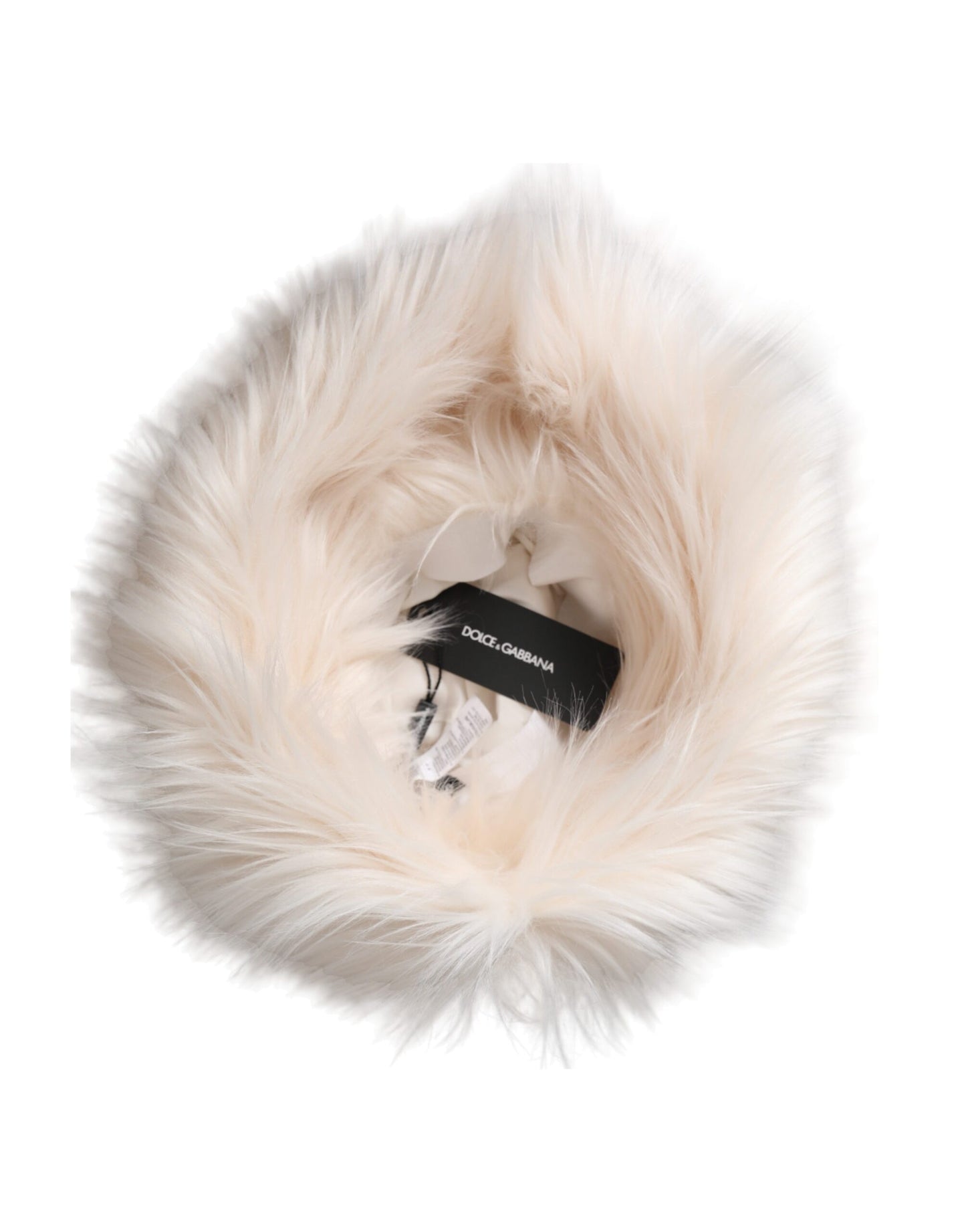 Dolce &amp; Gabbana White Acrylic Fur Women Bucket Hat