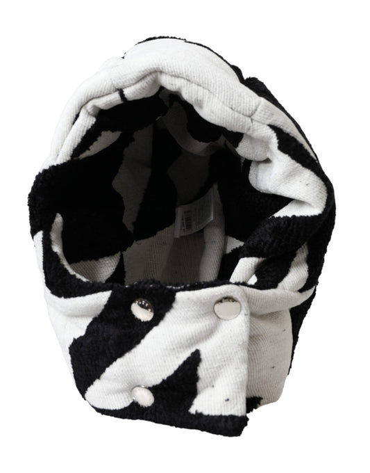 Dolce &amp; Gabbana Black White Wool Full Head Hat