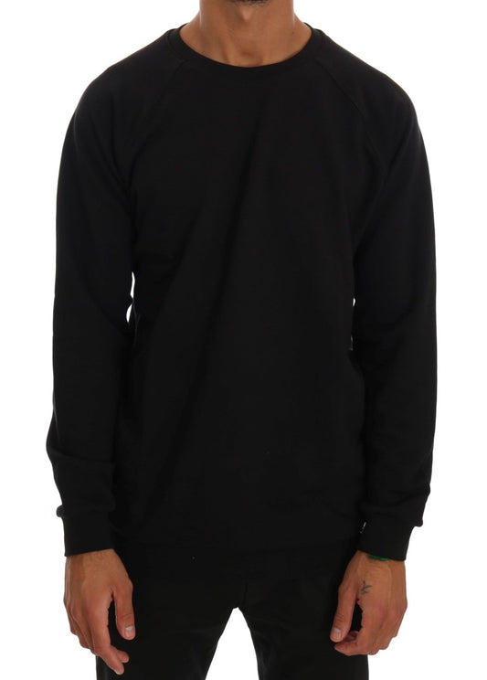 Daniele Alessandrini Elegant black cotton sweater with round neck