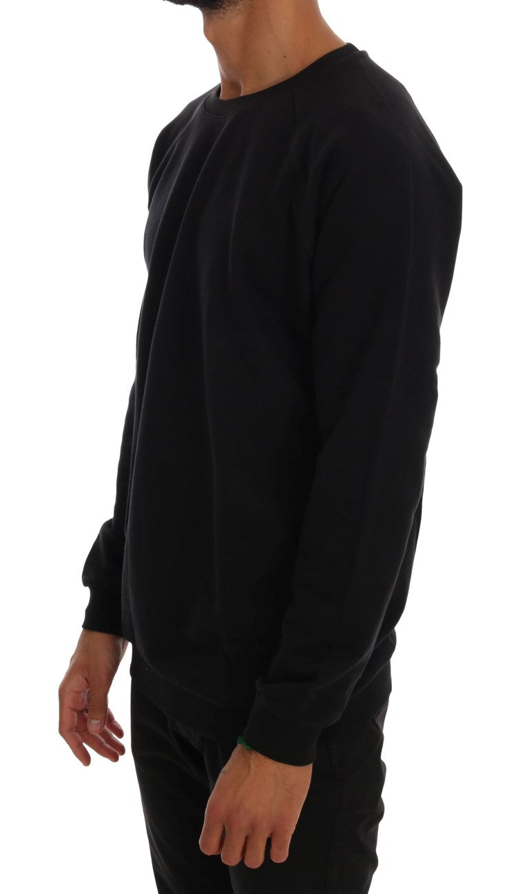 Daniele Alessandrini Elegant black cotton sweater with round neck