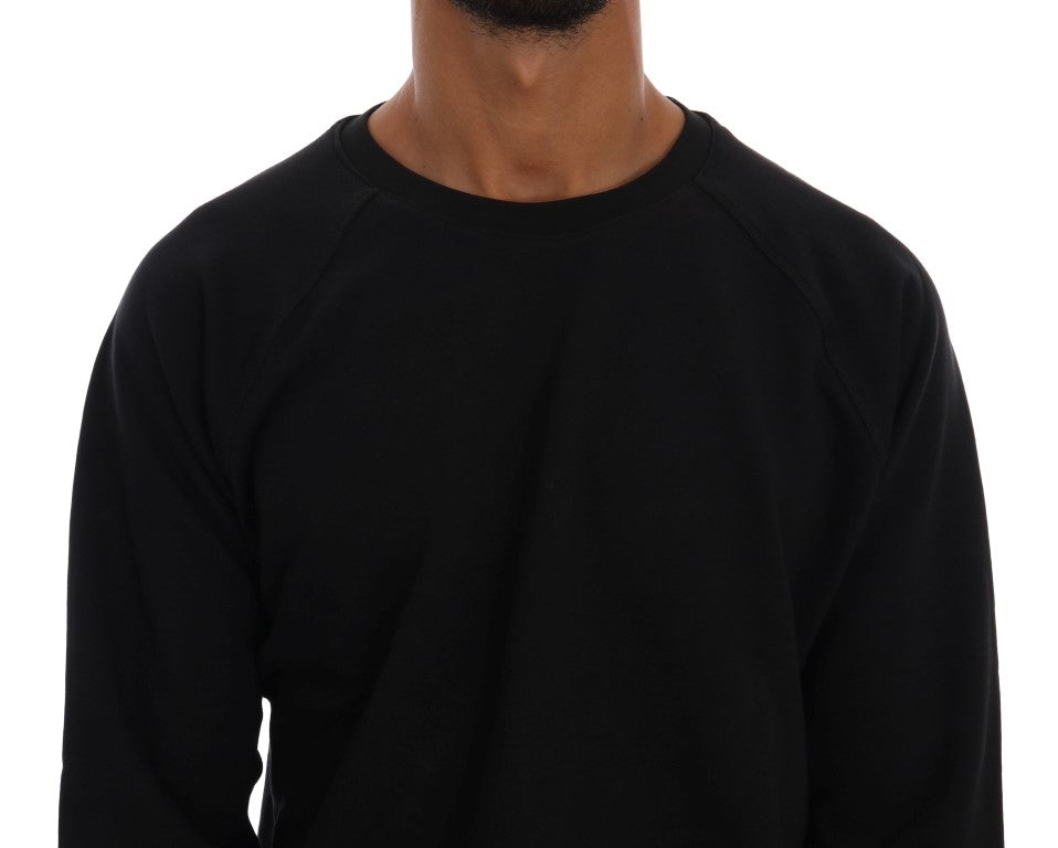 Daniele Alessandrini Elegant black cotton sweater with round neck