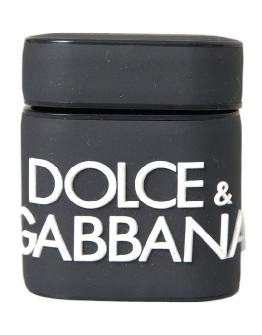 Dolce & Gabbana Schwarz Weiß Silikon Geprägtes Logo Airpods Hülle