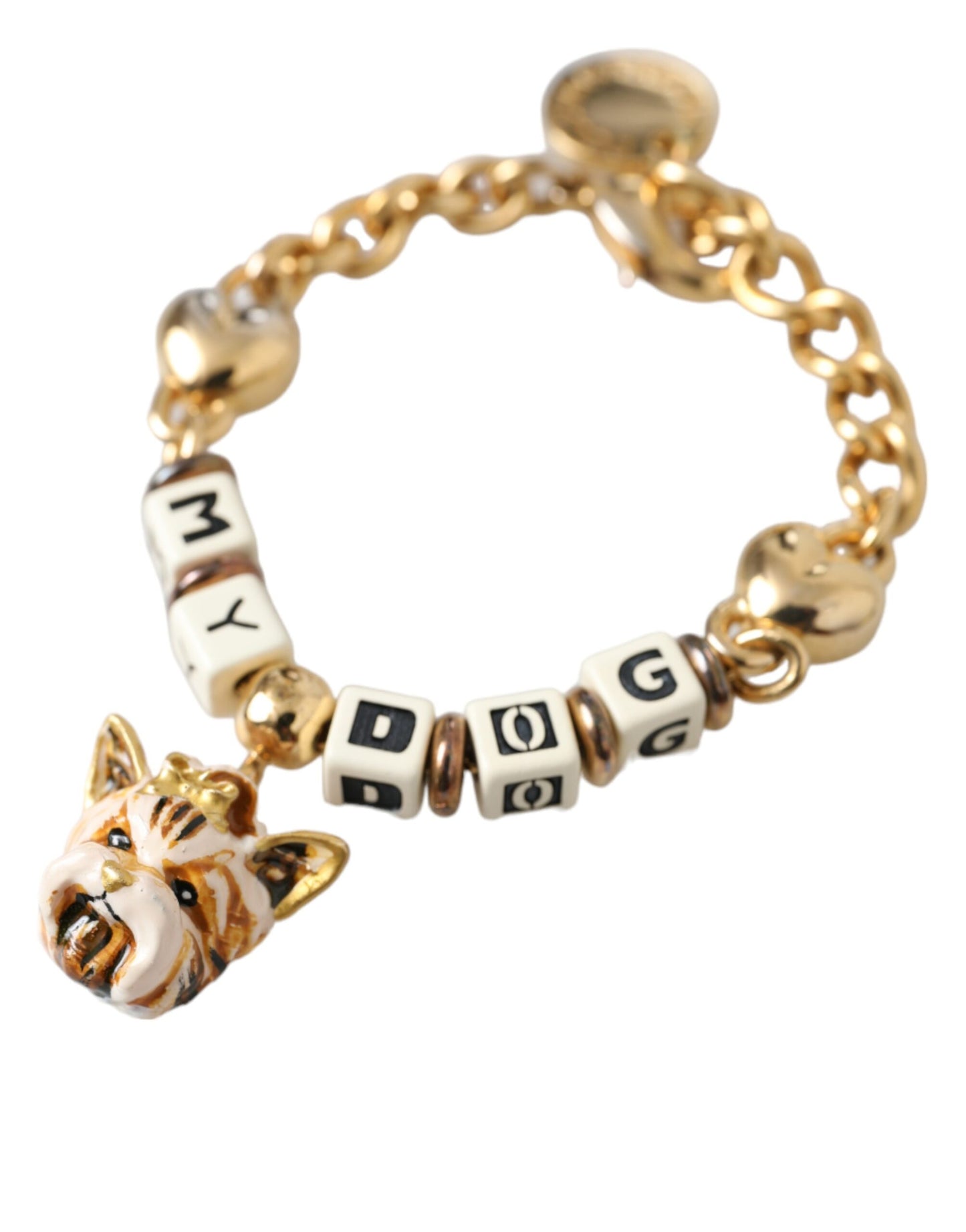 Dolce & Gabbana Gold-Ton Messing Kette MY DOG Herz-Armband