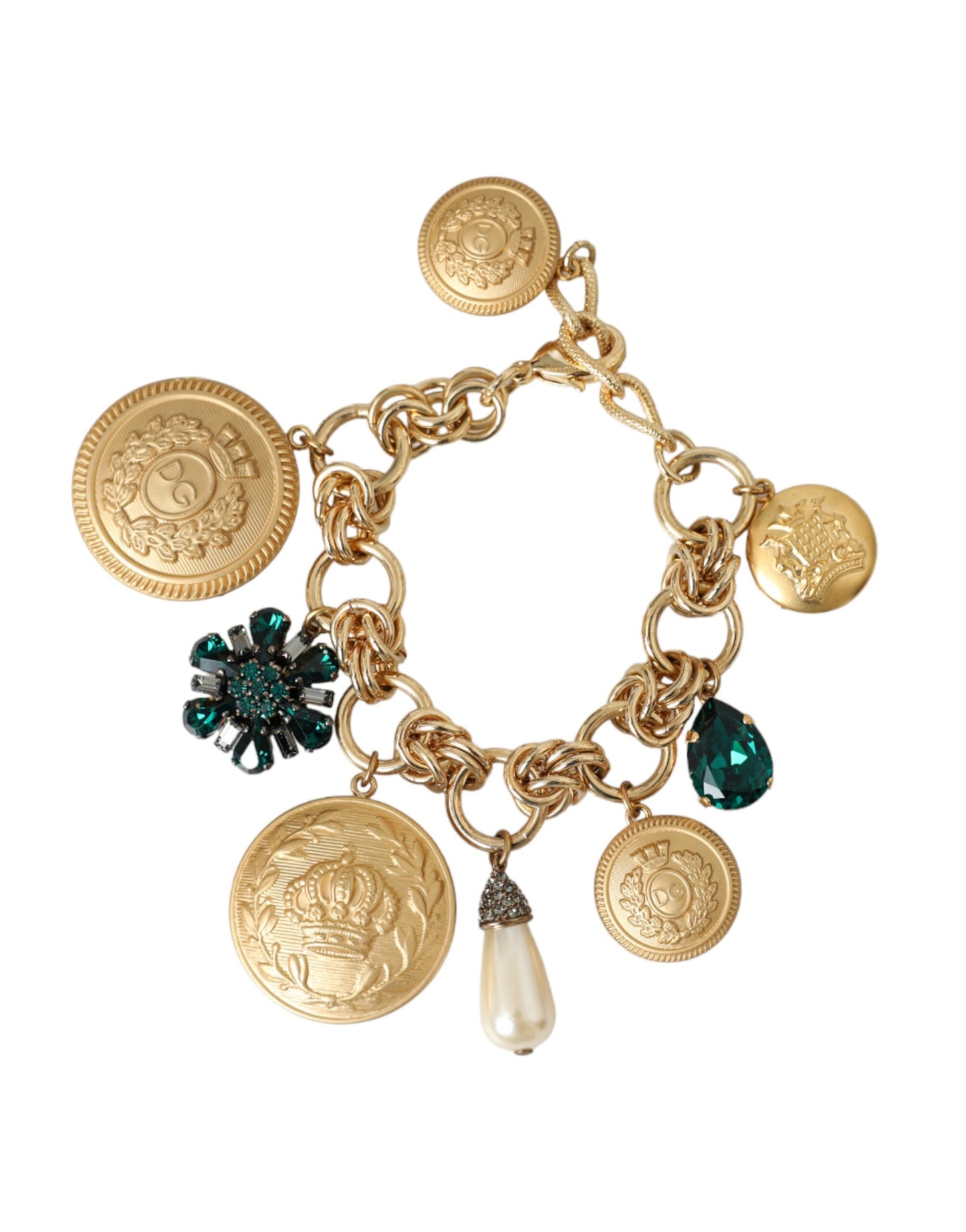 Dolce & Gabbana Gold Tone Messing Kette Kristall Frauen Armband